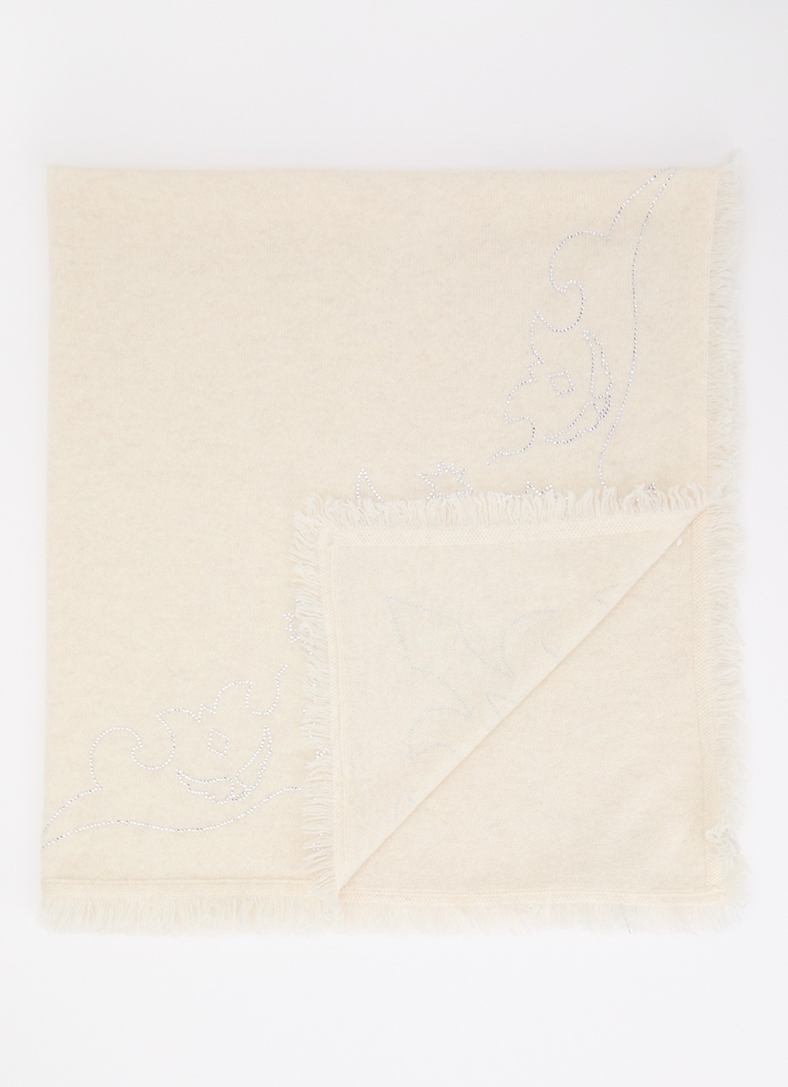 Zadig&Voltaire Stevie sjaal van kasjmier met strass 90 x 90 cm - voorkant 3 creme