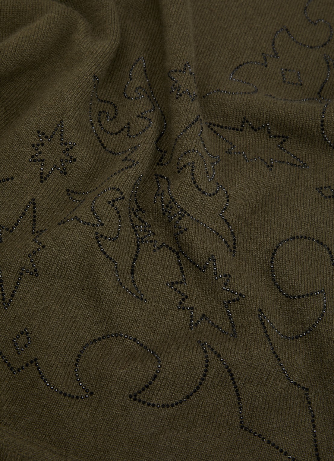 Zadig&Voltaire Stevie sjaal van kasjmier met strass 90 x 90 cm - detail 2 mosgroen