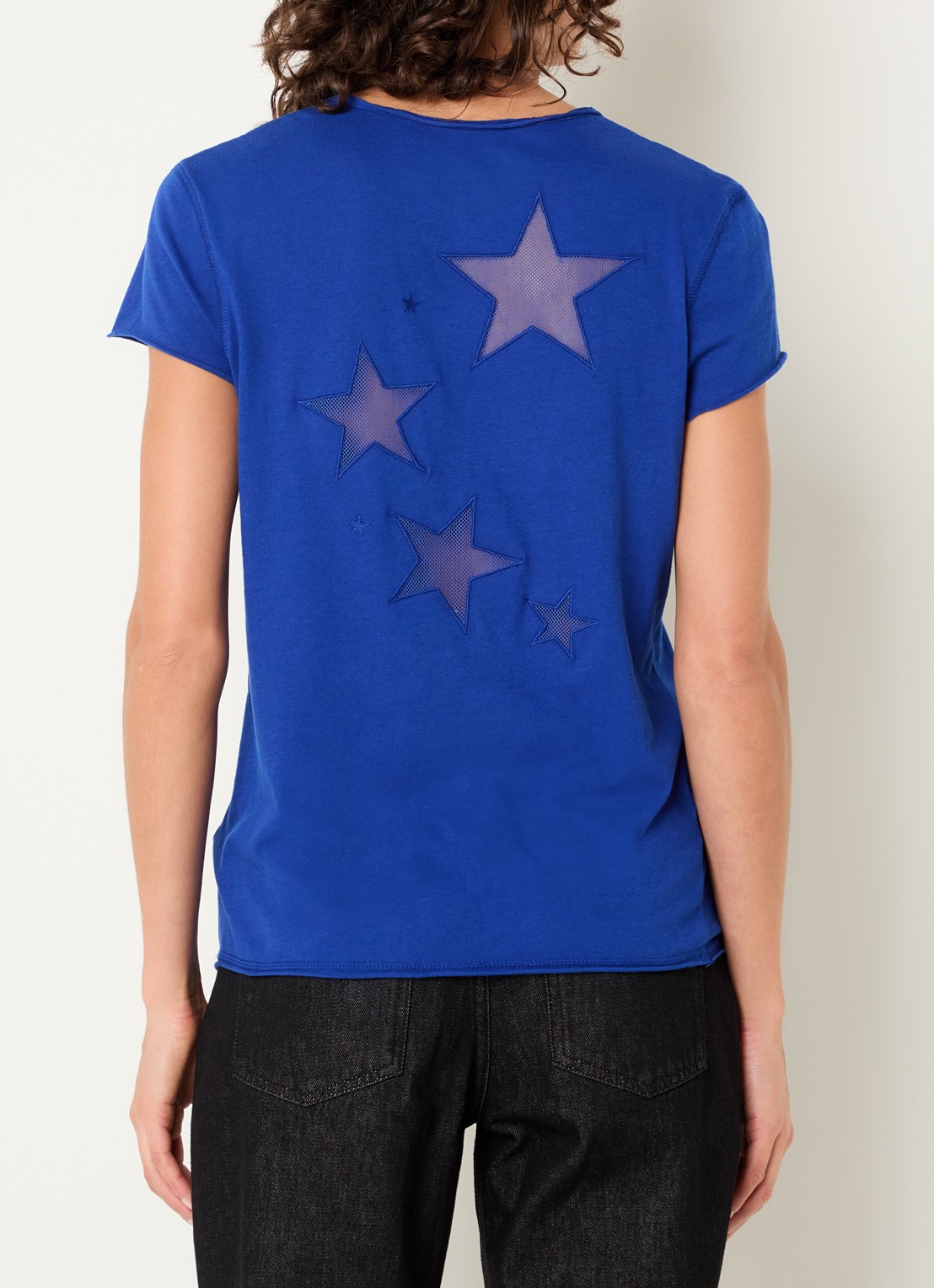 Zadig&Voltaire Story T-shirt met borduring en mesh details - achterkant 4 kobaltblauw