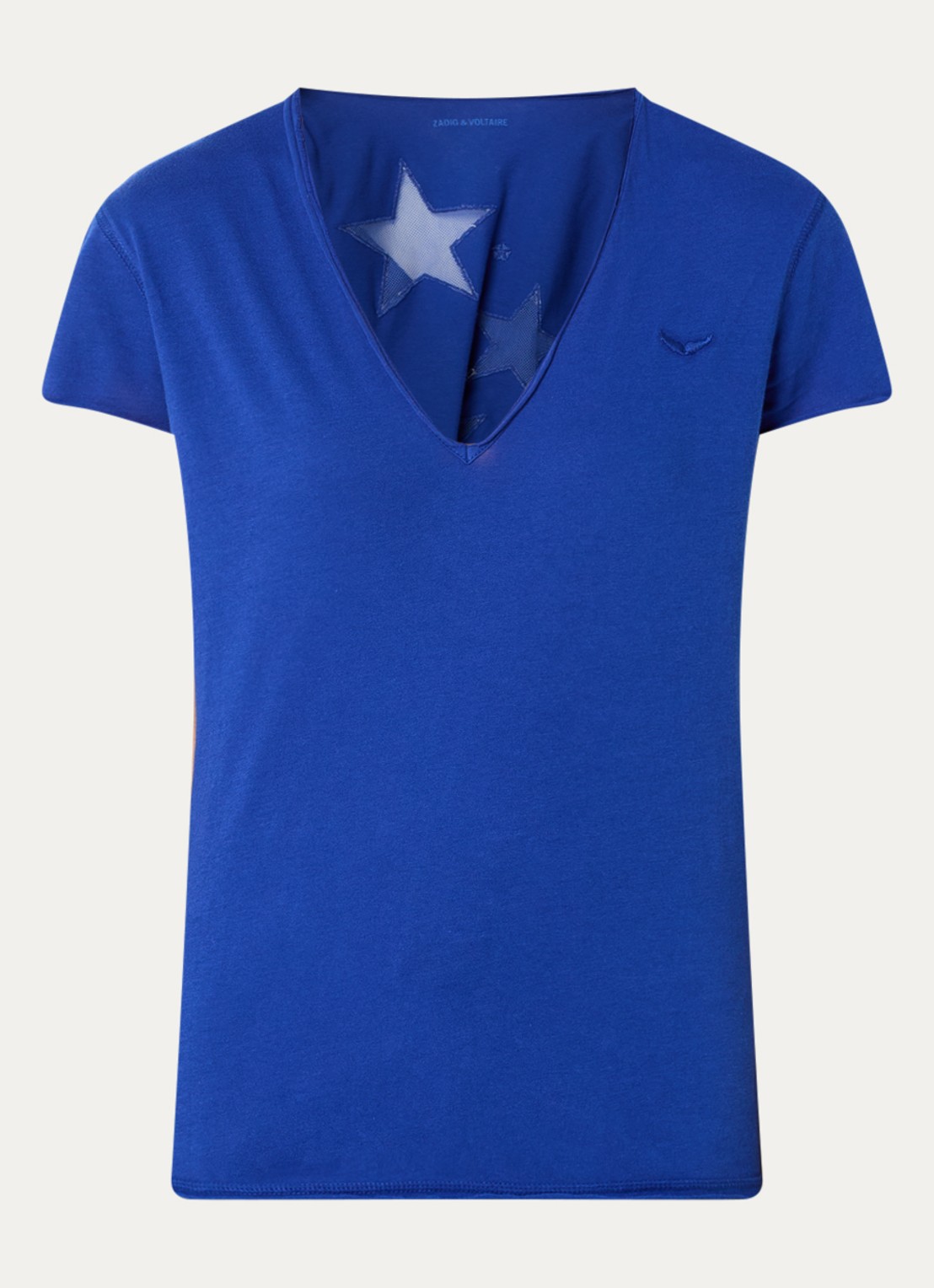 Zadig&Voltaire Story T-shirt met borduring en mesh details - voorkant kobaltblauw