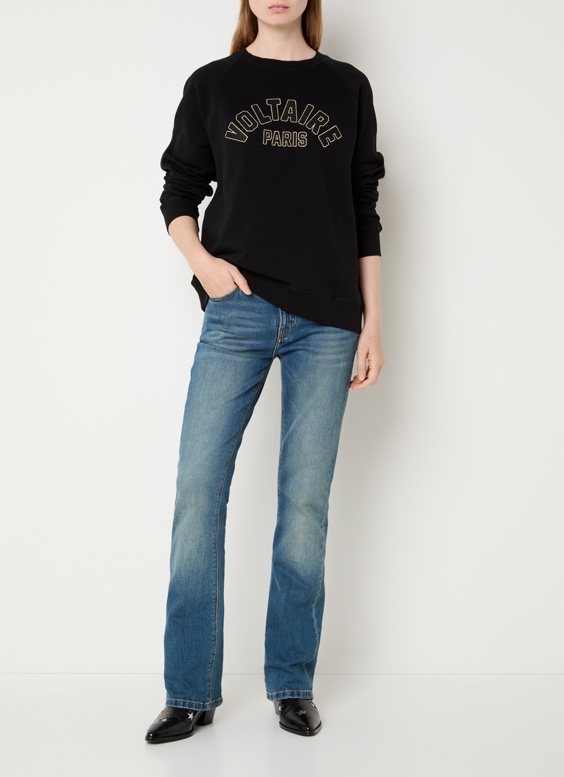 Zadig&Voltaire Sunca sweater met logoborduring - voorkant 3 zwart