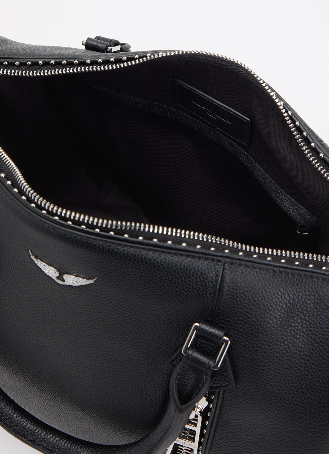Zadig&Voltaire Sunny Medium handtas van leer met studs en afneembare schouderriem - detail 2 zwart