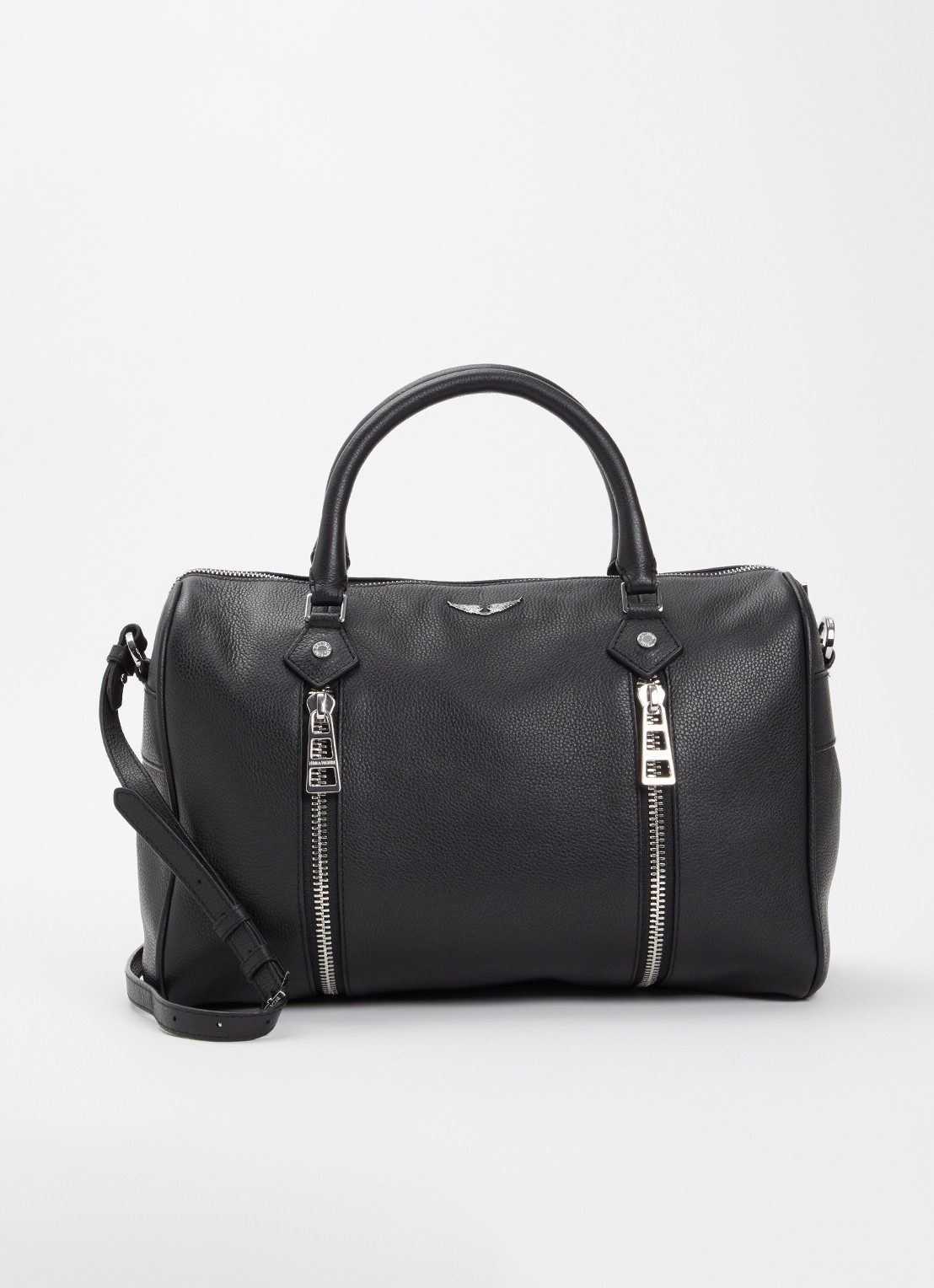 Zadig&Voltaire Sunny Medium handtas van leer - voorkant 4 zwart