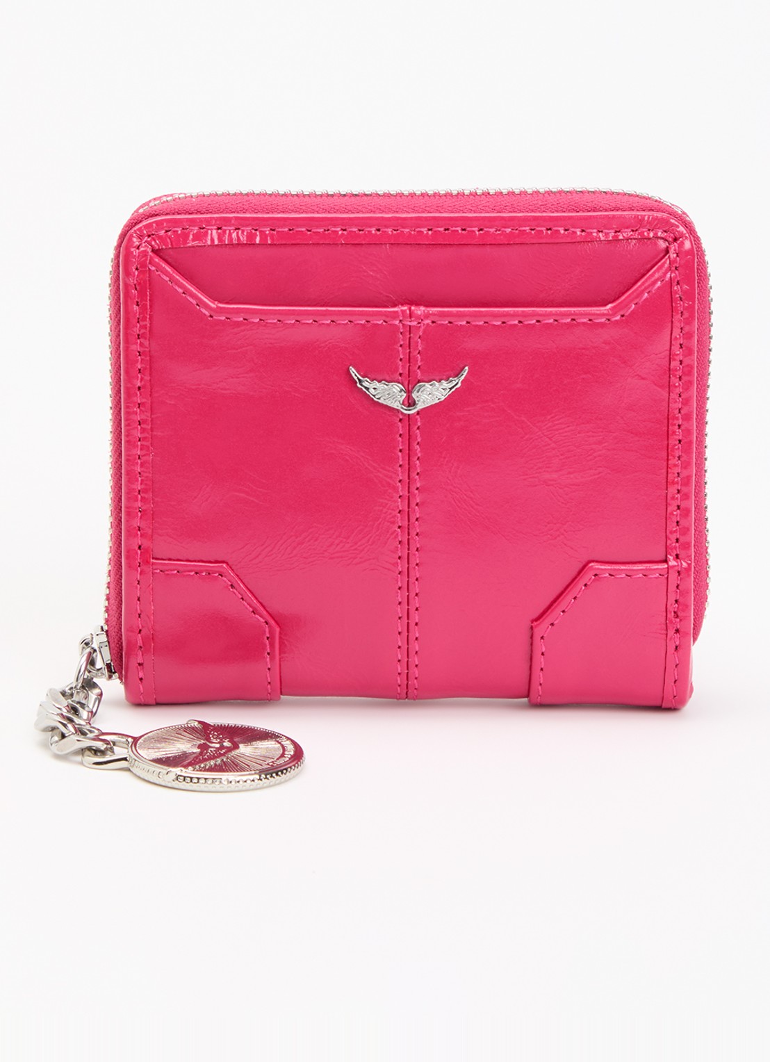 Zadig&Voltaire Sunny Mini portemonnee van leer - voorkant 2 donkerroze