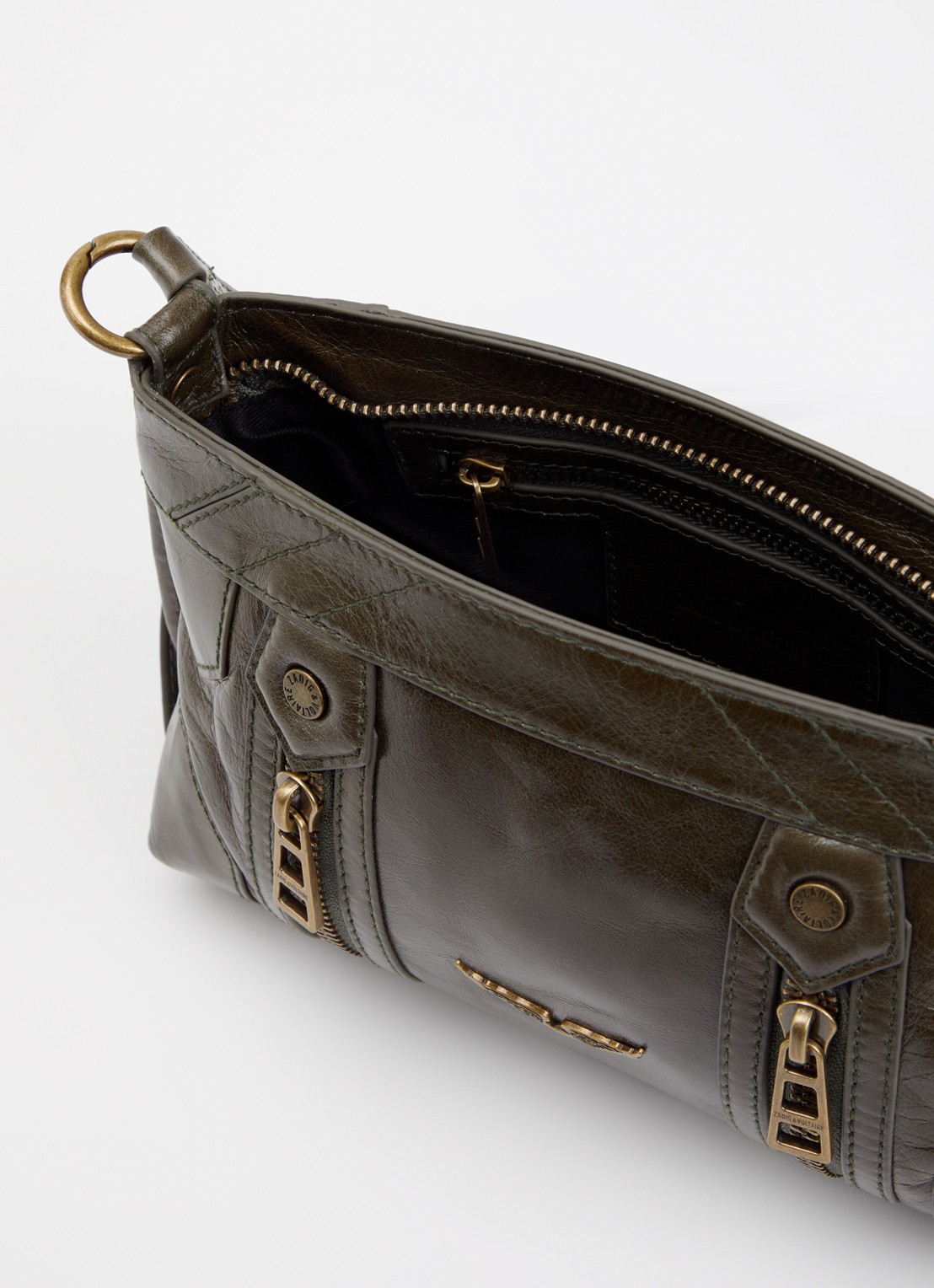 Zadig&Voltaire Sunny Mood crossbodytas van leer met structuur - detail 2 donkerbruin