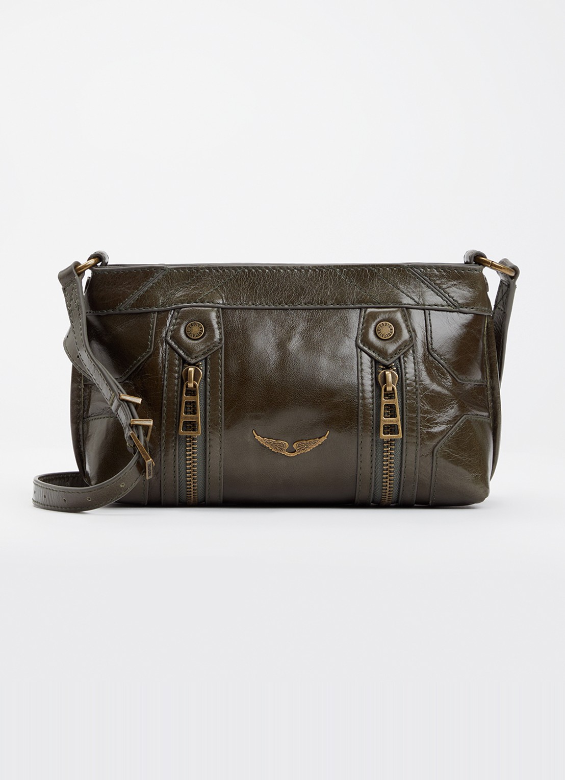 Zadig&Voltaire Sunny Mood crossbodytas van leer met structuur - voorkant donkerbruin