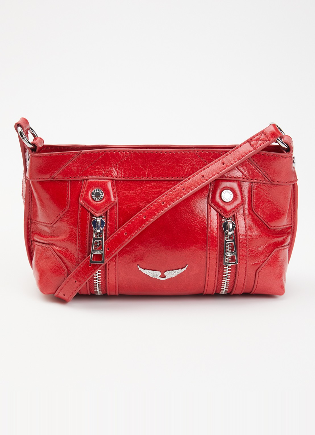 Zadig&Voltaire Sunny Mood crossbodytas van leer met structuur - voorkant rood