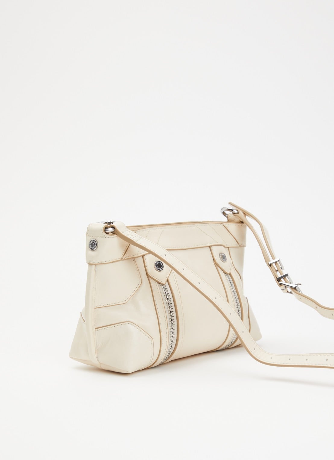 Zadig&Voltaire Sunny Mood crossbodytas van leer met structuur - achterkant 4 ivoor
