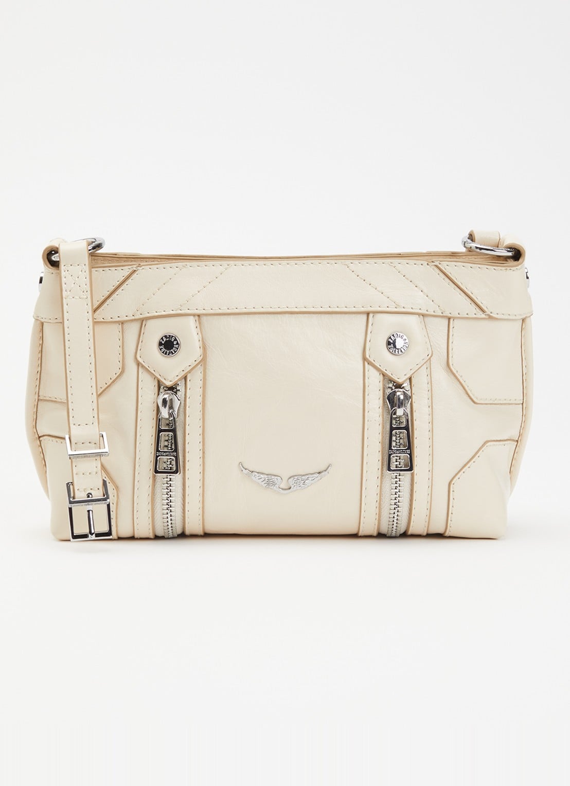 Zadig&Voltaire Sunny Mood crossbodytas van leer met structuur - voorkant 5 ivoor