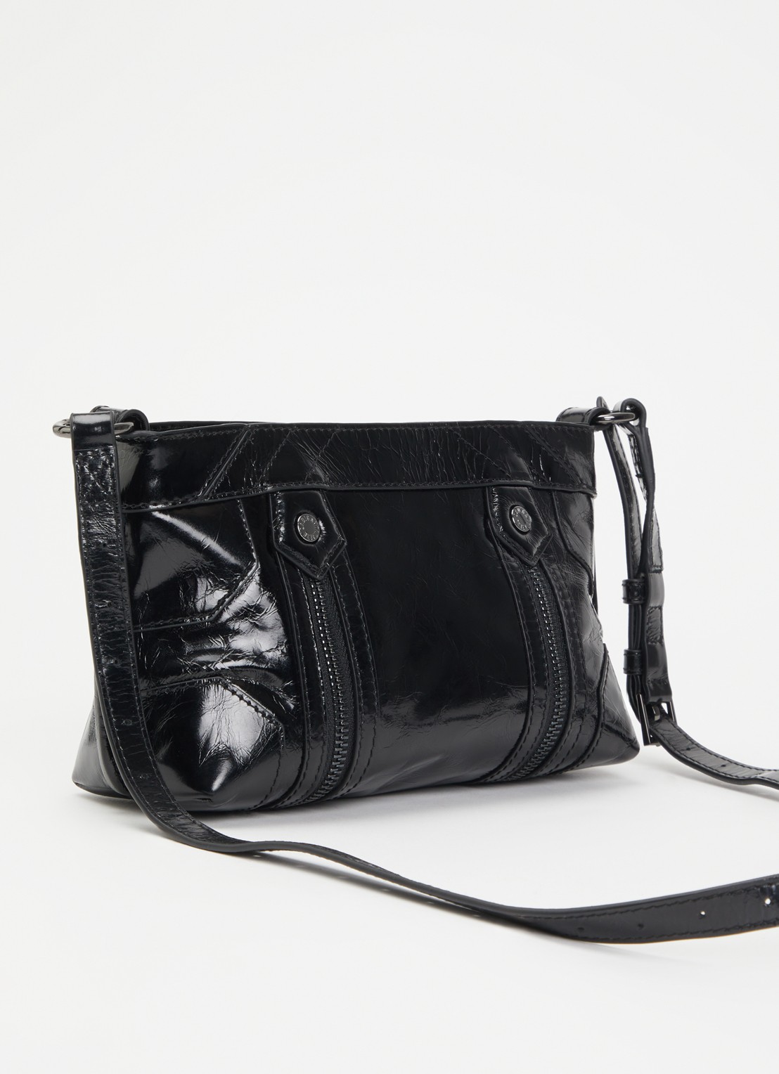 Zadig&Voltaire Sunny Mood crossbodytas van leer met structuur - achterkant grijs
