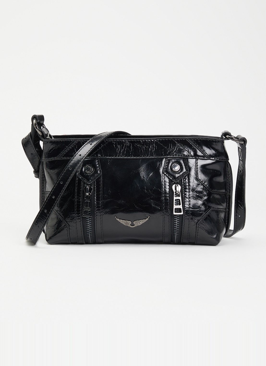 Zadig&Voltaire Sunny Mood crossbodytas van leer met structuur - voorkant 5 grijs