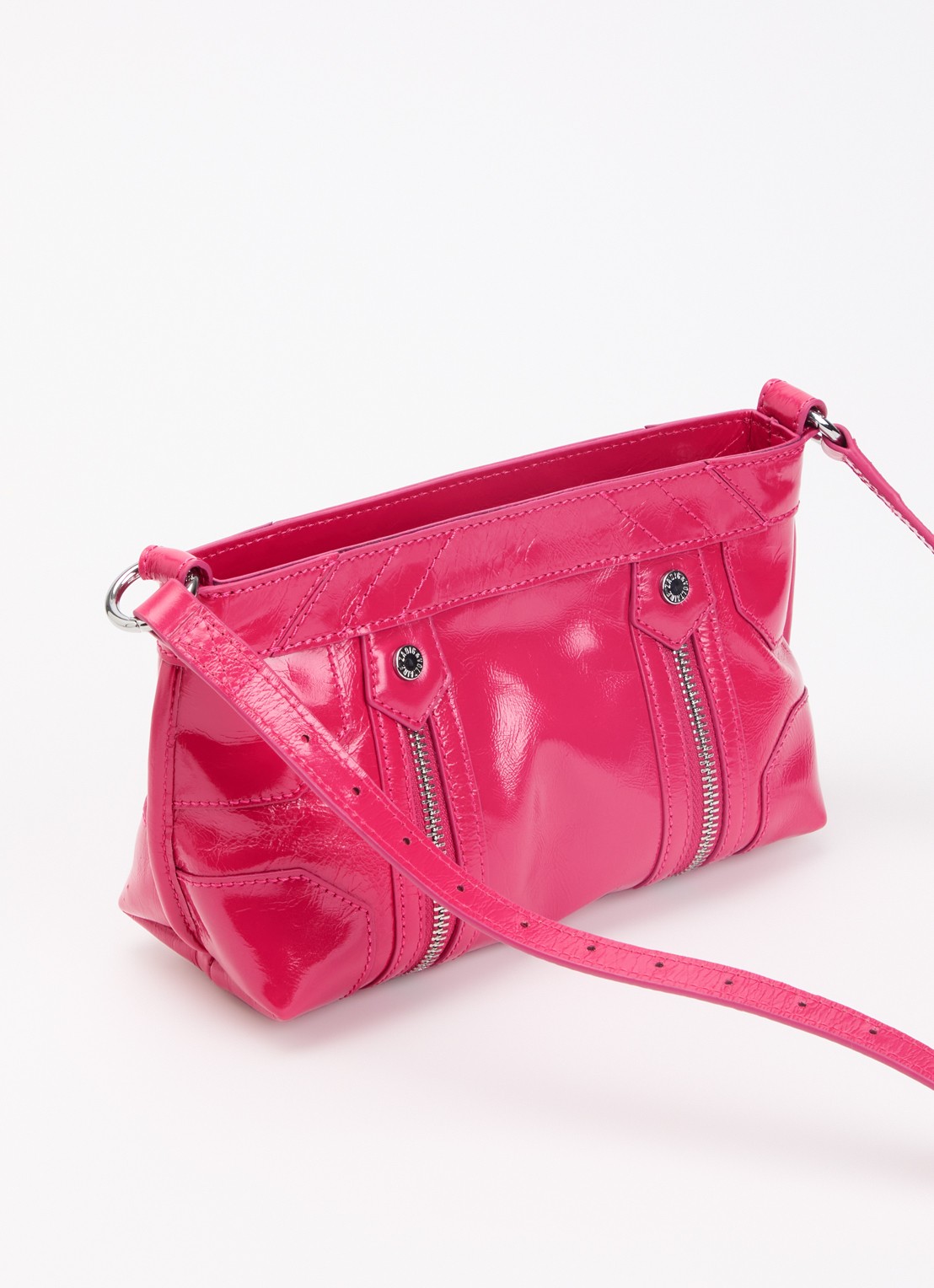 Zadig&Voltaire Sunny Mood crossbodytas van leer met structuur - achterkant roze
