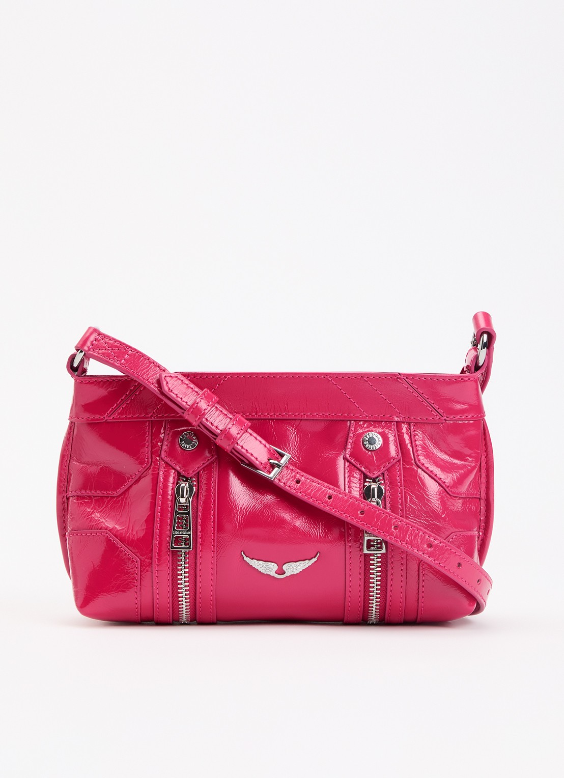 Zadig&Voltaire Sunny Mood crossbodytas van leer met structuur - voorkant 2 roze