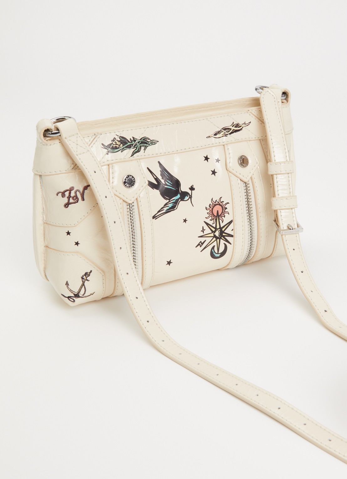 Zadig&Voltaire Sunny Mood Tattoo crossbodytas van leer - achterkant 4 ivoor