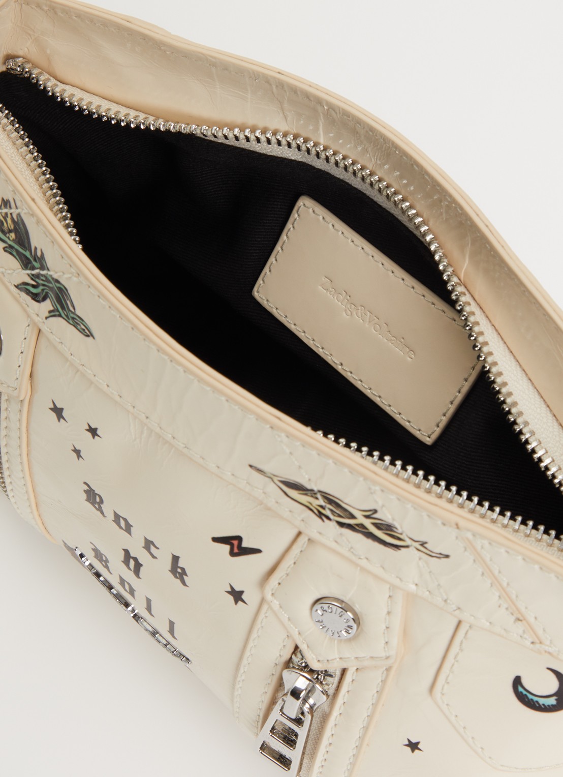 Zadig&Voltaire Sunny Mood Tattoo crossbodytas van leer - detail ivoor
