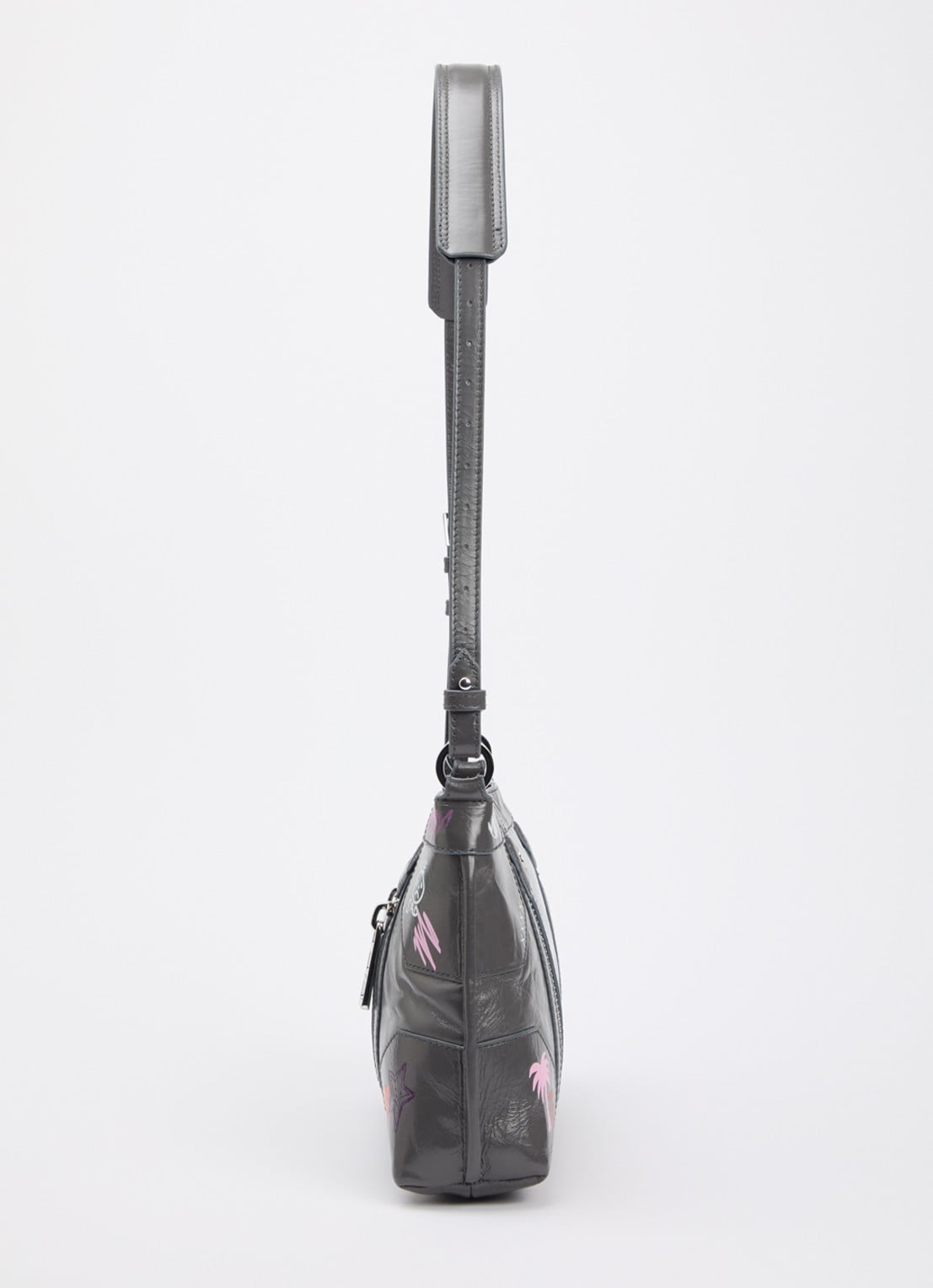 Zadig&Voltaire Sunny Moody crossbodytas van leer met print - detail 4 grijs