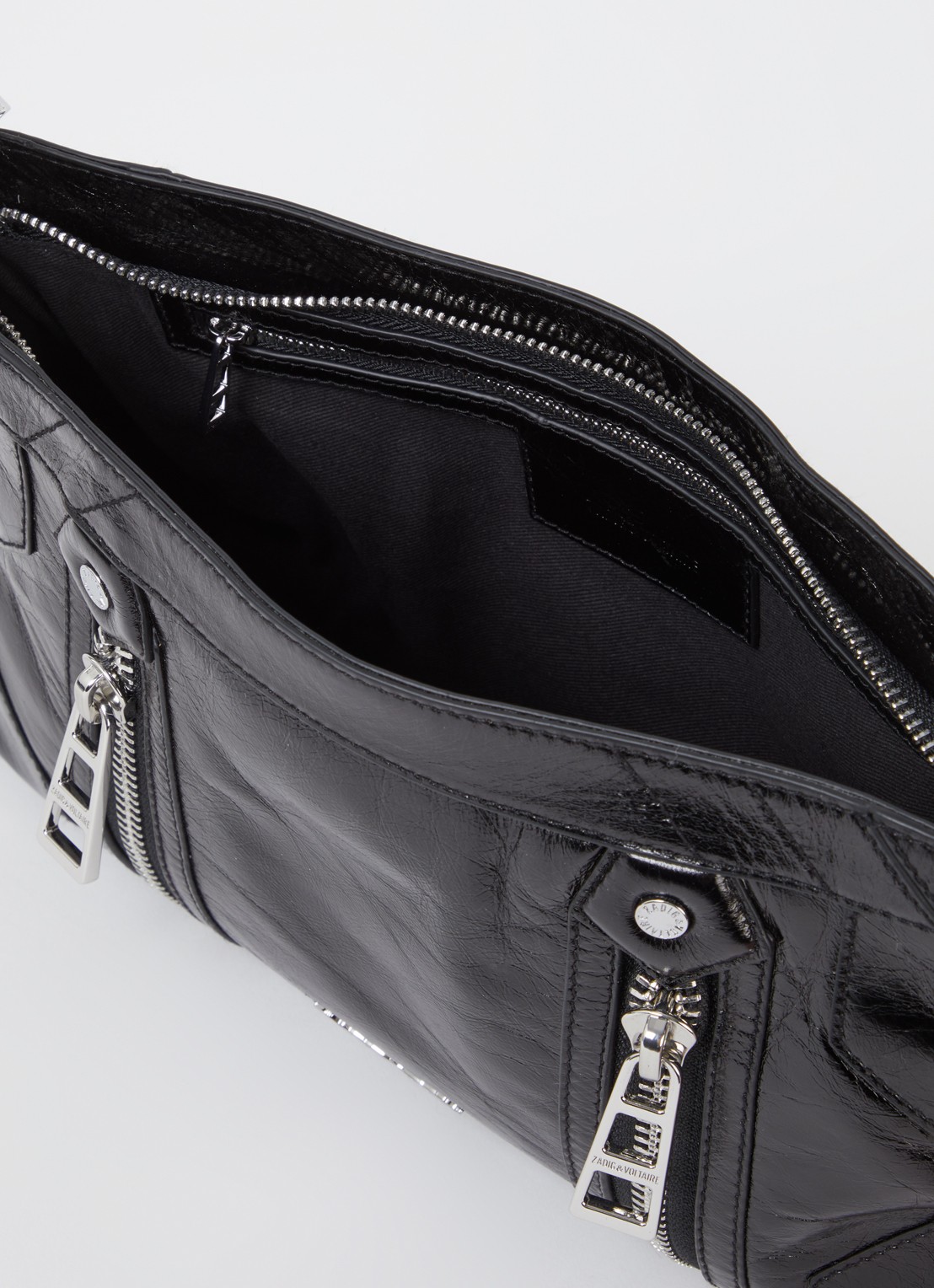 Zadig&Voltaire Sunny Moody crossbodytas van leer met verstelbare schouderriem - detail 4 zwart