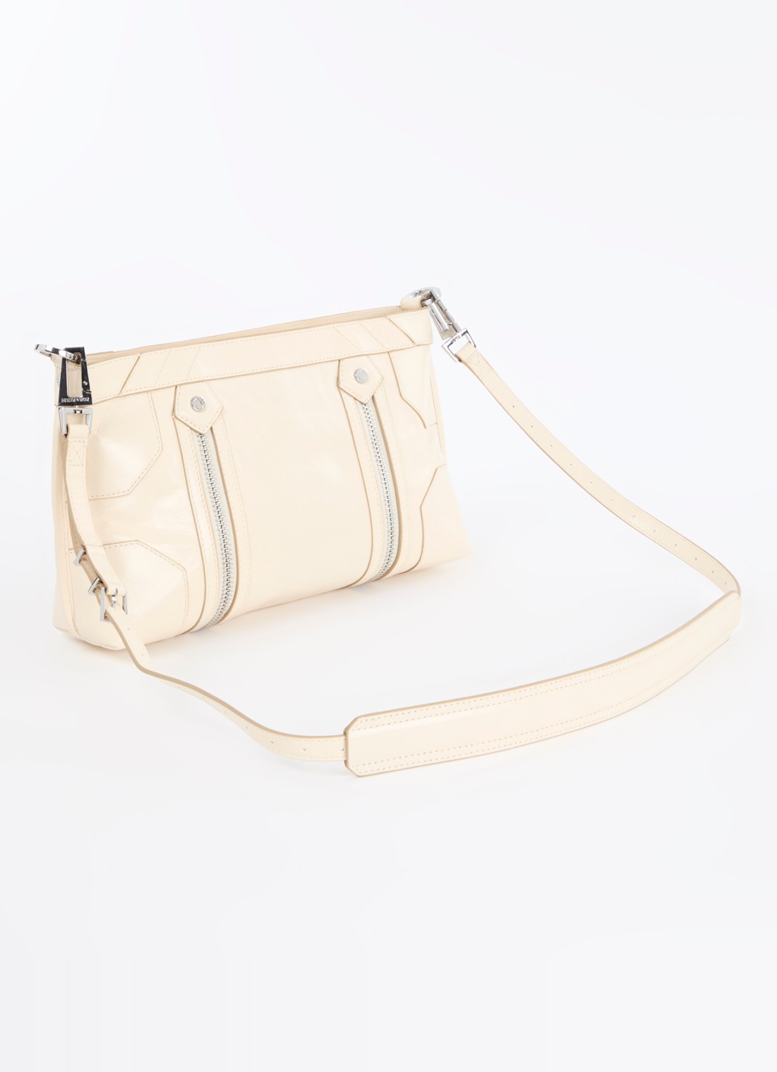 Zadig&Voltaire Sunny Moody crossbodytas van leer met verstelbare schouderriem - achterkant creme