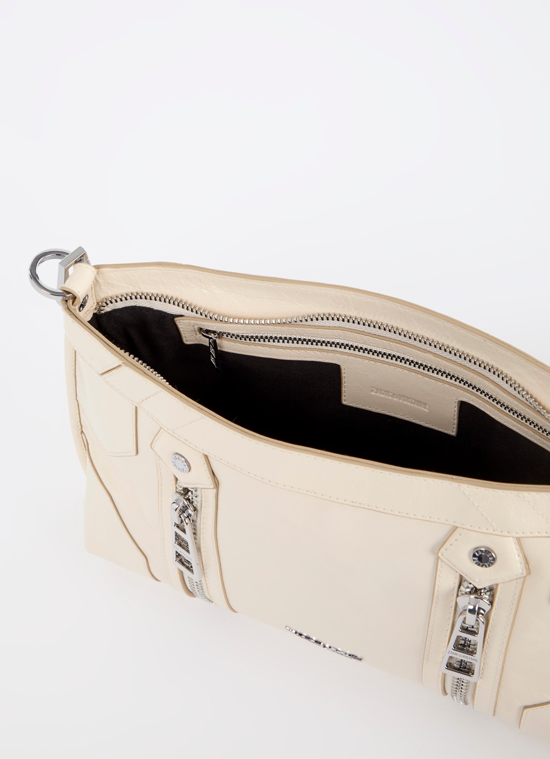 Zadig&Voltaire Sunny Moody crossbodytas van leer met verstelbare schouderriem - detail 2 creme