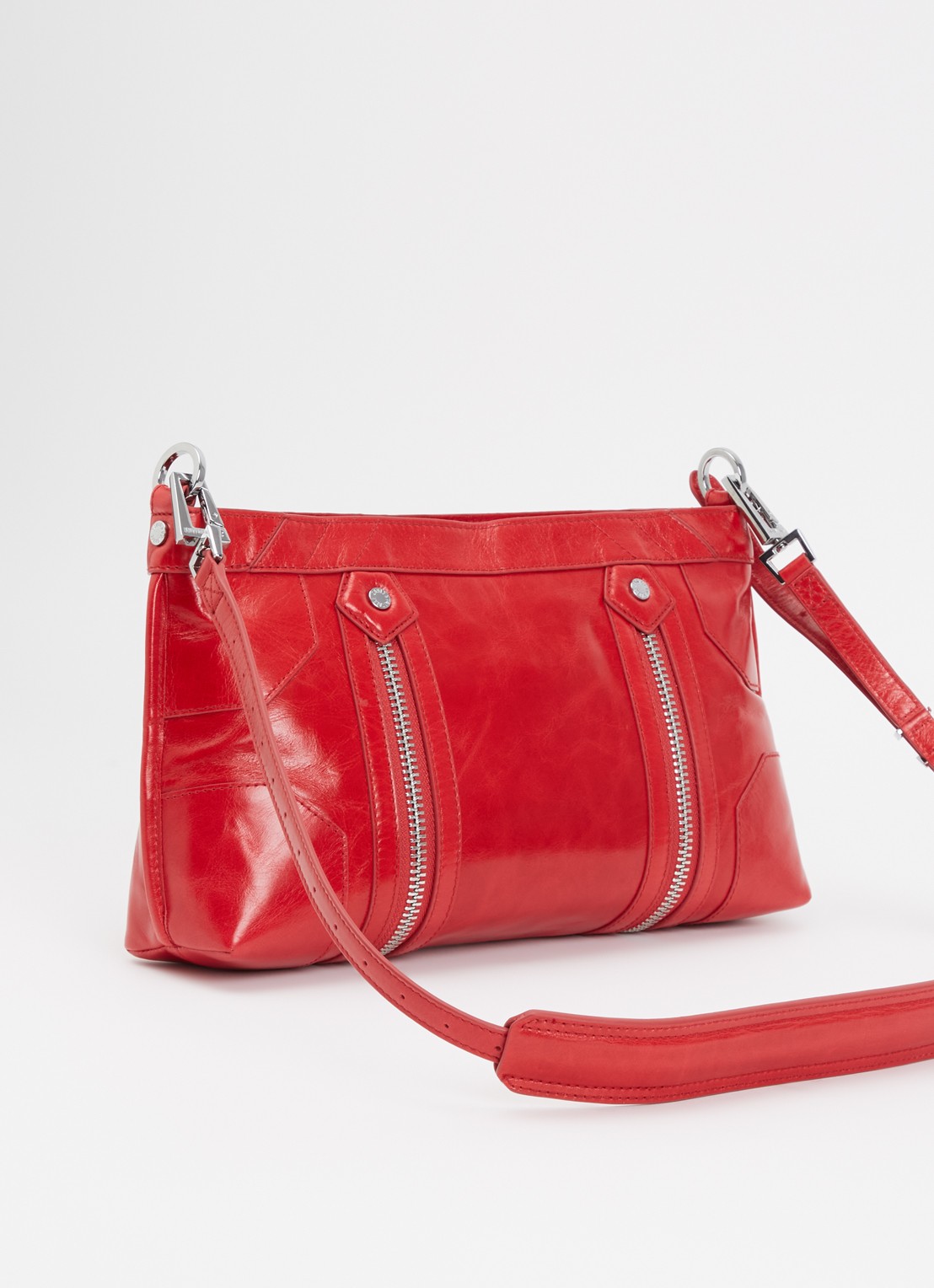 Zadig&Voltaire Sunny Moody crossbodytas van leer met verstelbare schouderriem - achterkant 6 steenrood