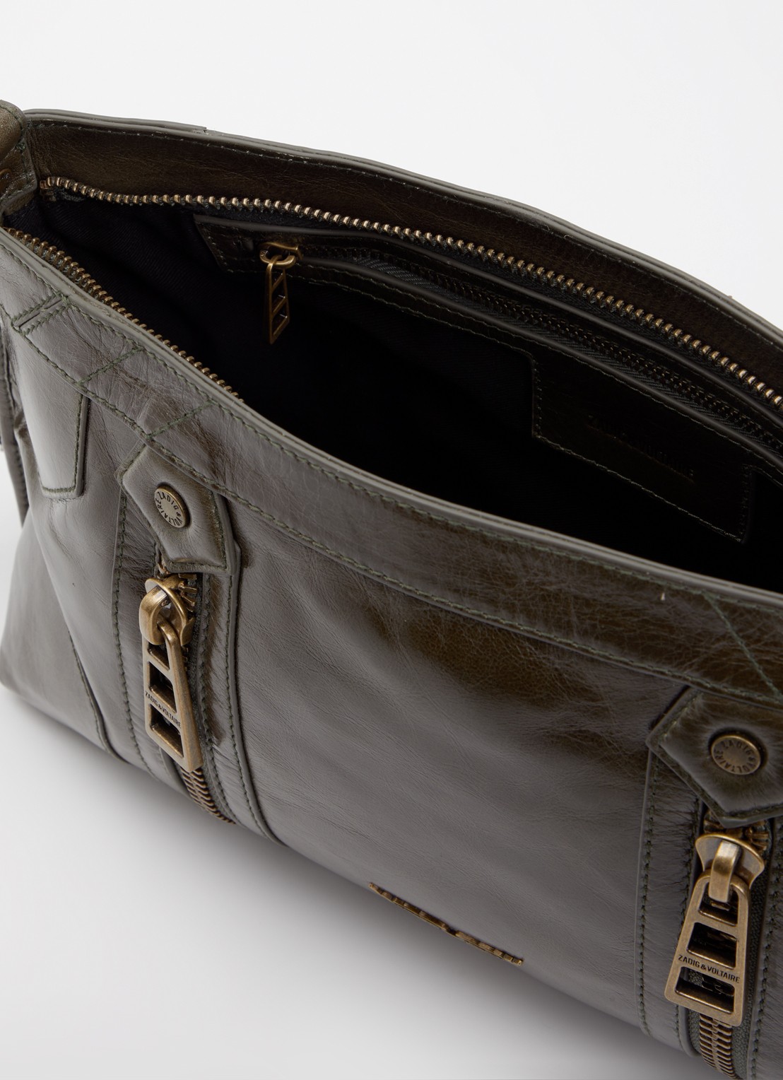Zadig&Voltaire Sunny Moody crossbodytas van leer met verstelbare schouderriem - detail 3 mosgroen