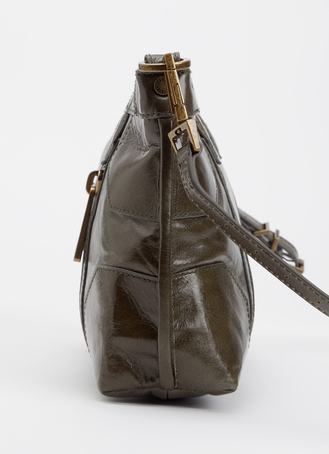 Zadig&Voltaire Sunny Moody crossbodytas van leer met verstelbare schouderriem - detail 4 mosgroen