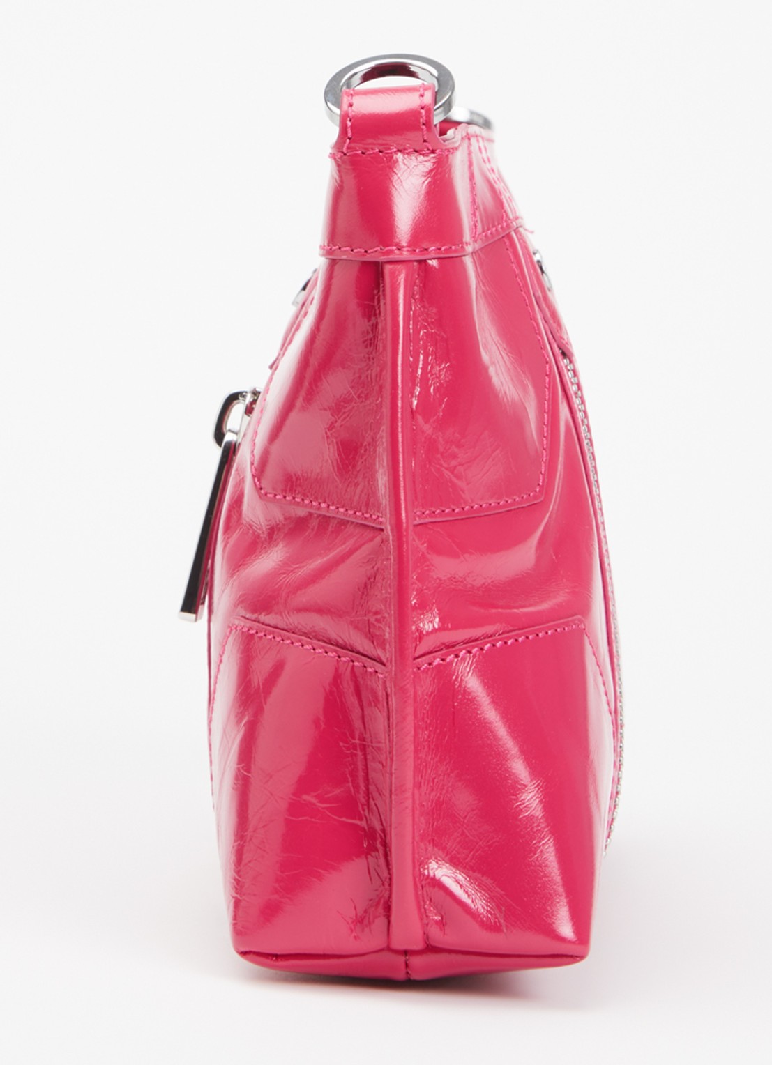 Zadig&Voltaire Sunny Moody crossbodytas van leer met verstelbare schouderriem - detail 2 donkerroze