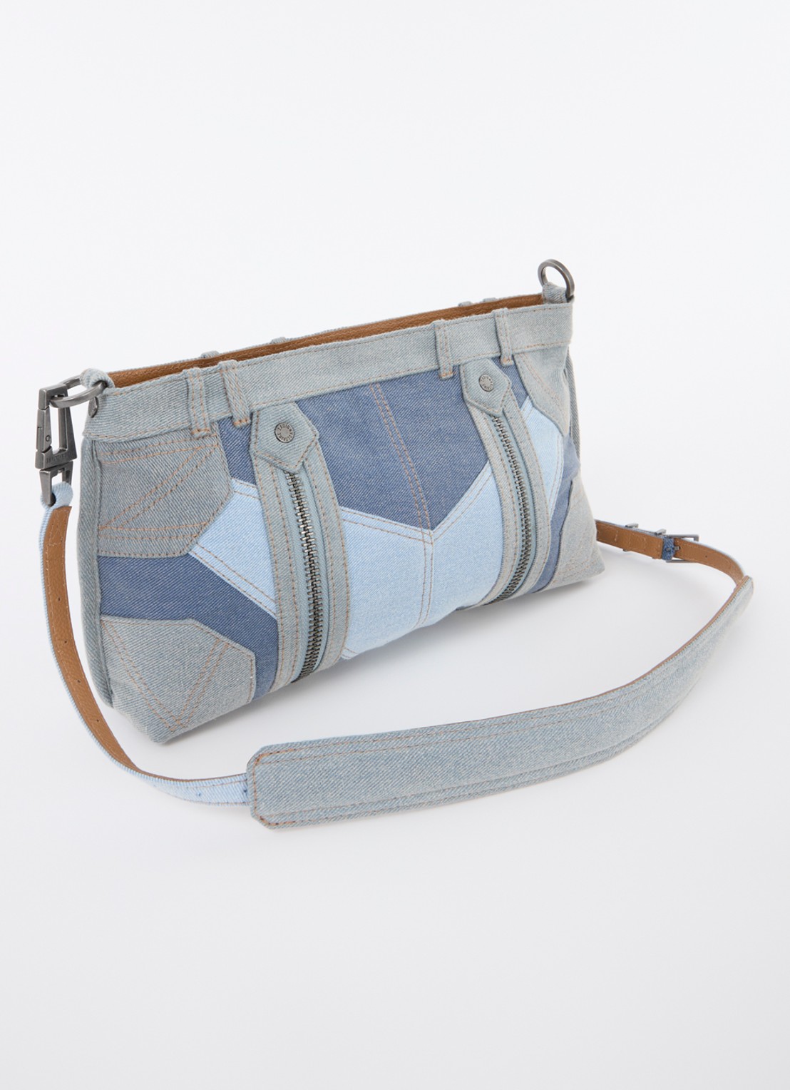 Zadig&Voltaire Sunny Moody schoudertas van denim met verstelbare schouderriem - achterkant 5 indigo