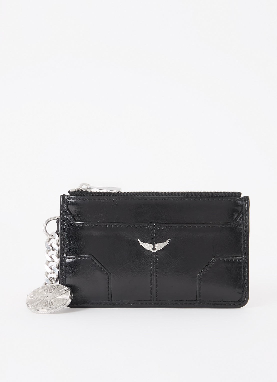 Zadig&Voltaire Sunny pasjeshouder van leer - voorkant zwart