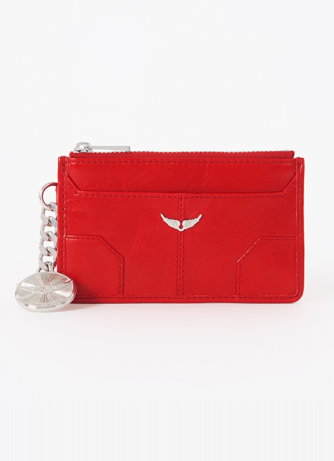 Zadig&Voltaire Sunny pasjeshouder van leer - voorkant 2 rood