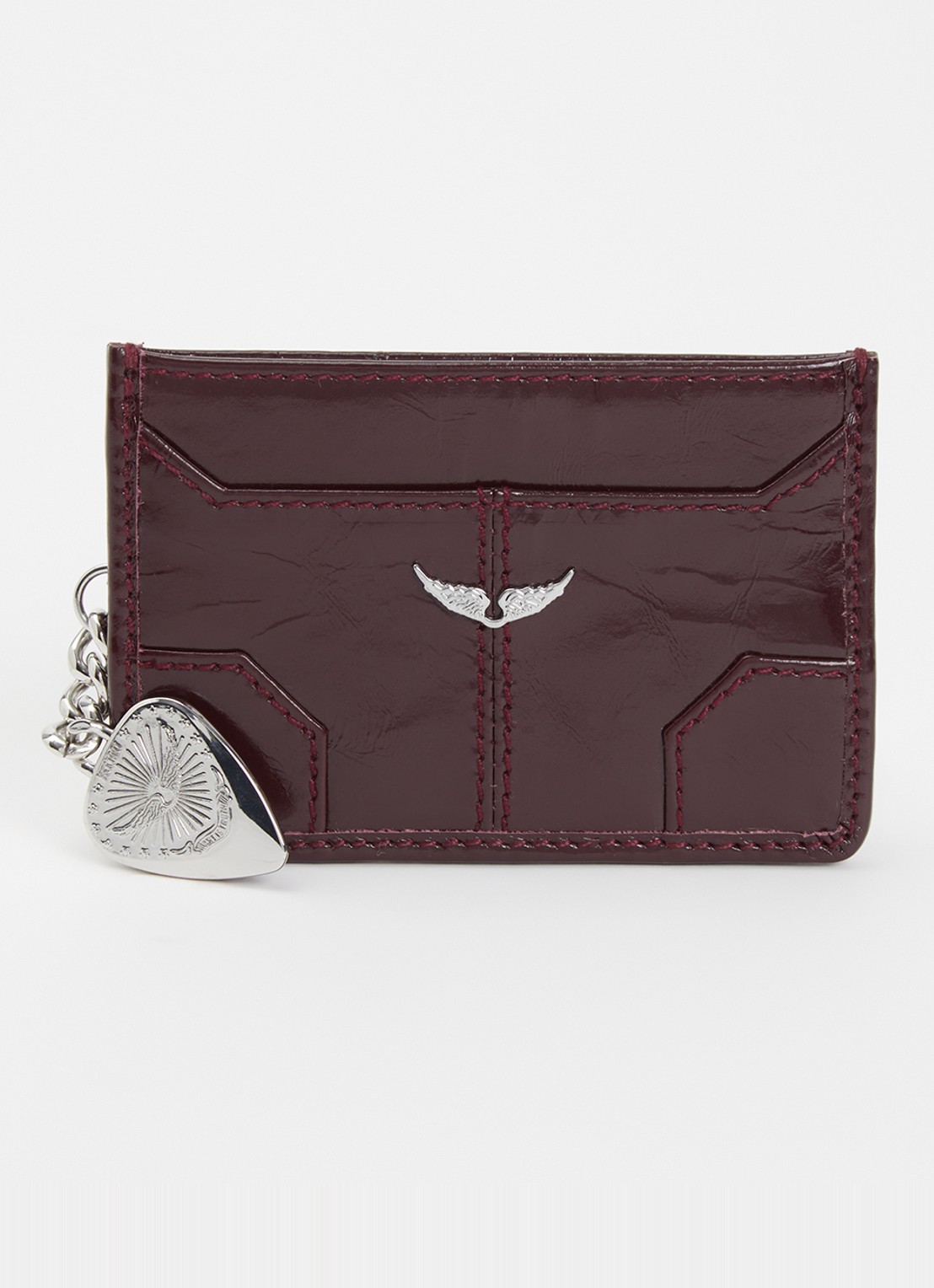 Zadig&Voltaire Sunny pasjeshouder van leer - voorkant bordeauxrood