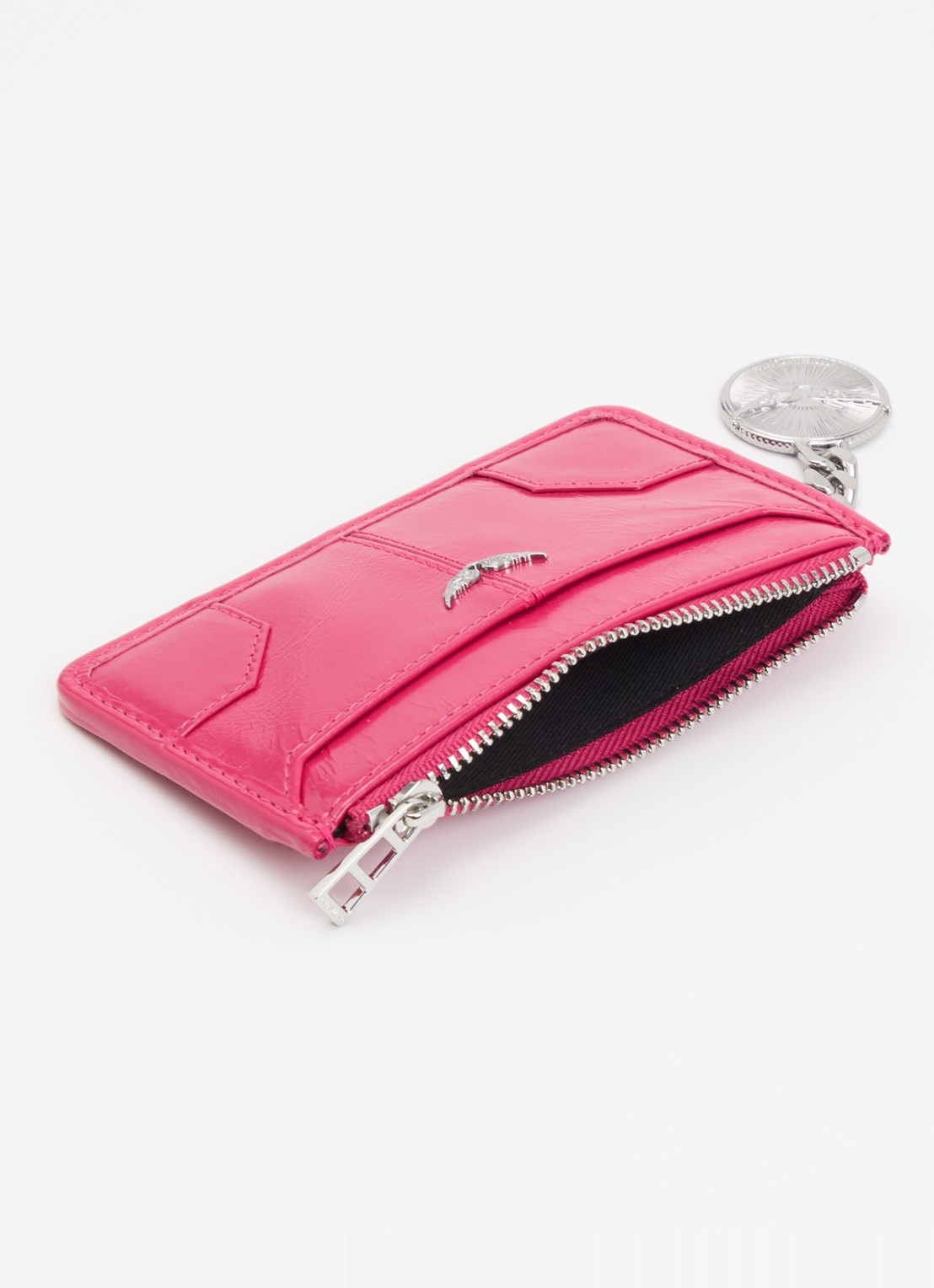Zadig&Voltaire Sunny pasjeshouder van leer - voorkant 2 roze