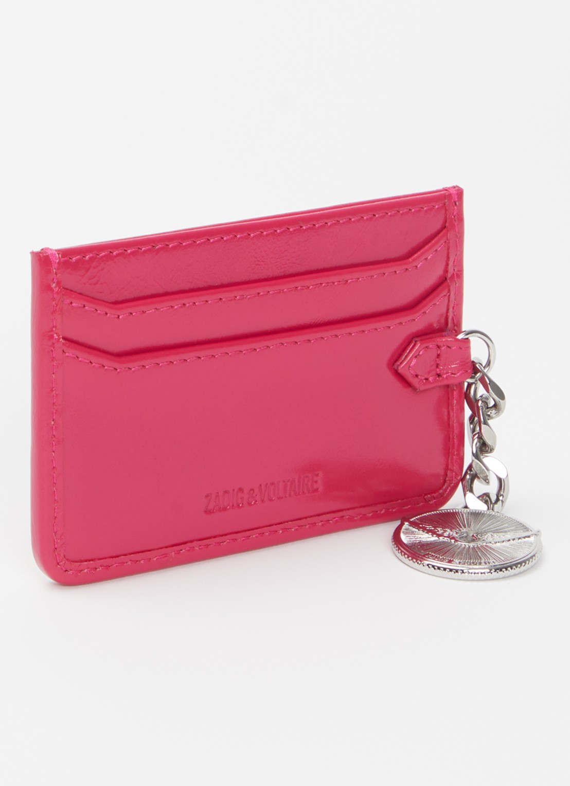 Zadig&Voltaire Sunny Pass pasjeshouder van leer - achterkant donkerroze