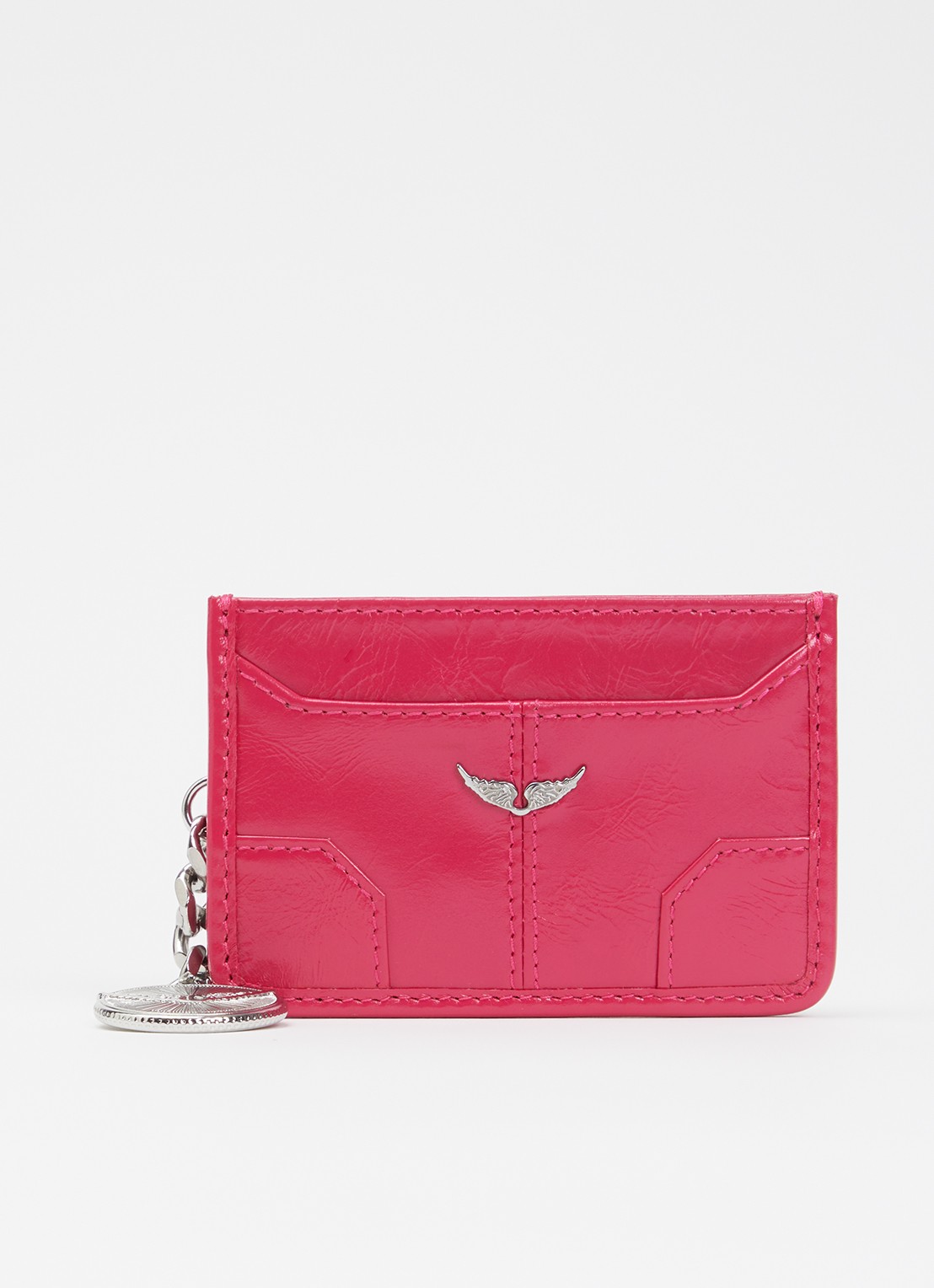 Zadig&Voltaire Sunny Pass pasjeshouder van leer - voorkant 2 donkerroze