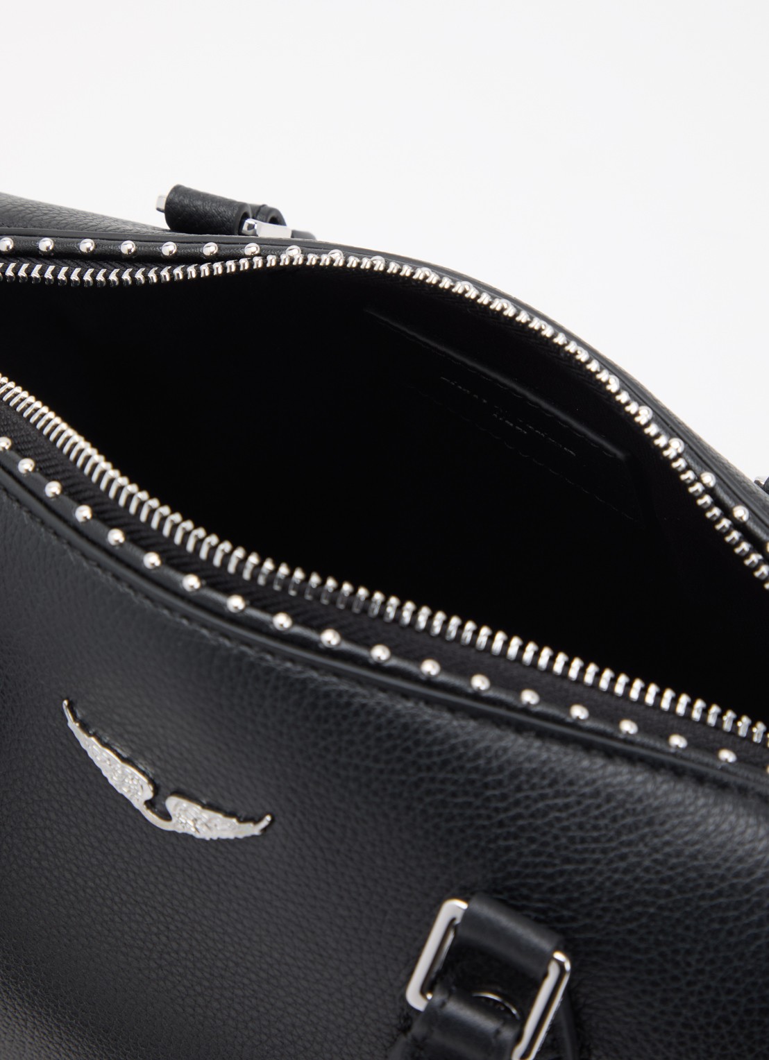 Zadig&Voltaire Sunny Small handtas van leer met studs en afneembare schouderriem - detail zwart