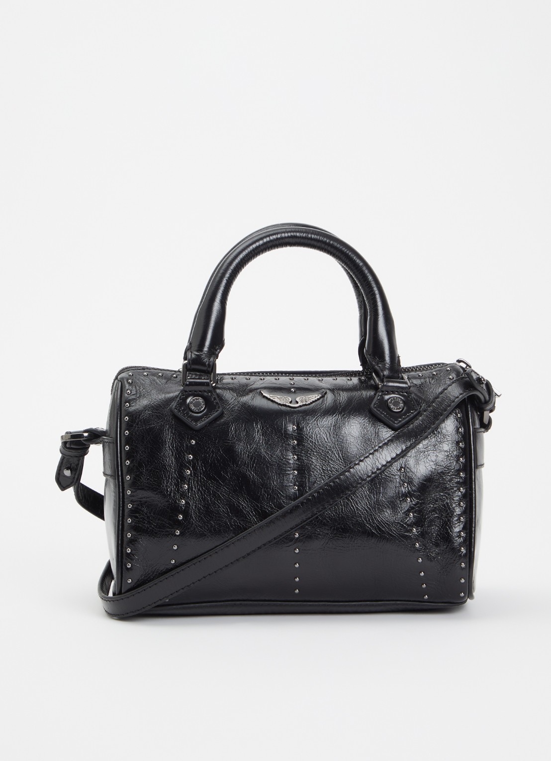 Zadig&Voltaire Sunny Small handtas van leer met studs - voorkant zwart