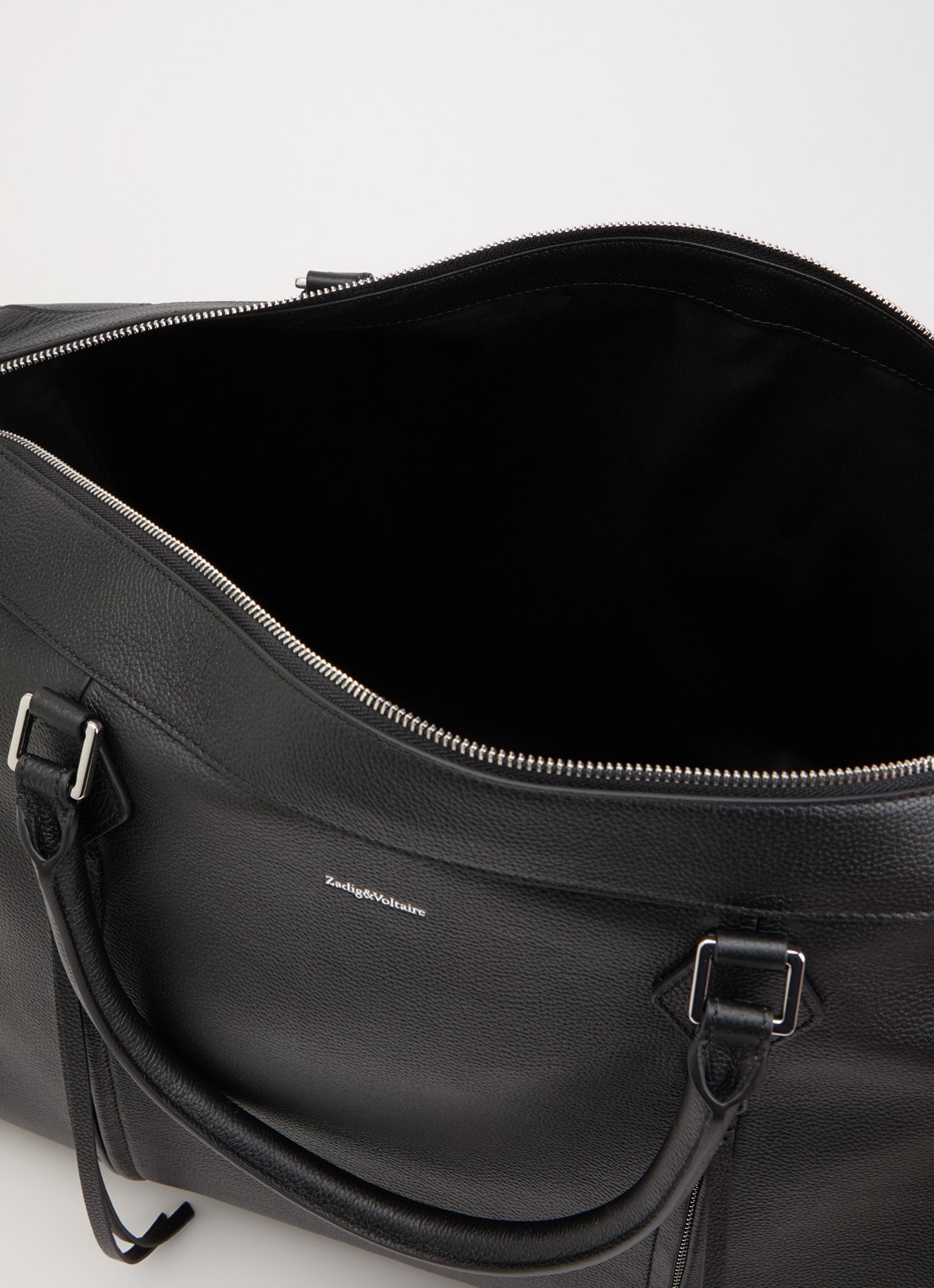 Zadig&Voltaire Sunny Travel schoudertas van leer met afneembare schouderriem - detail zwart