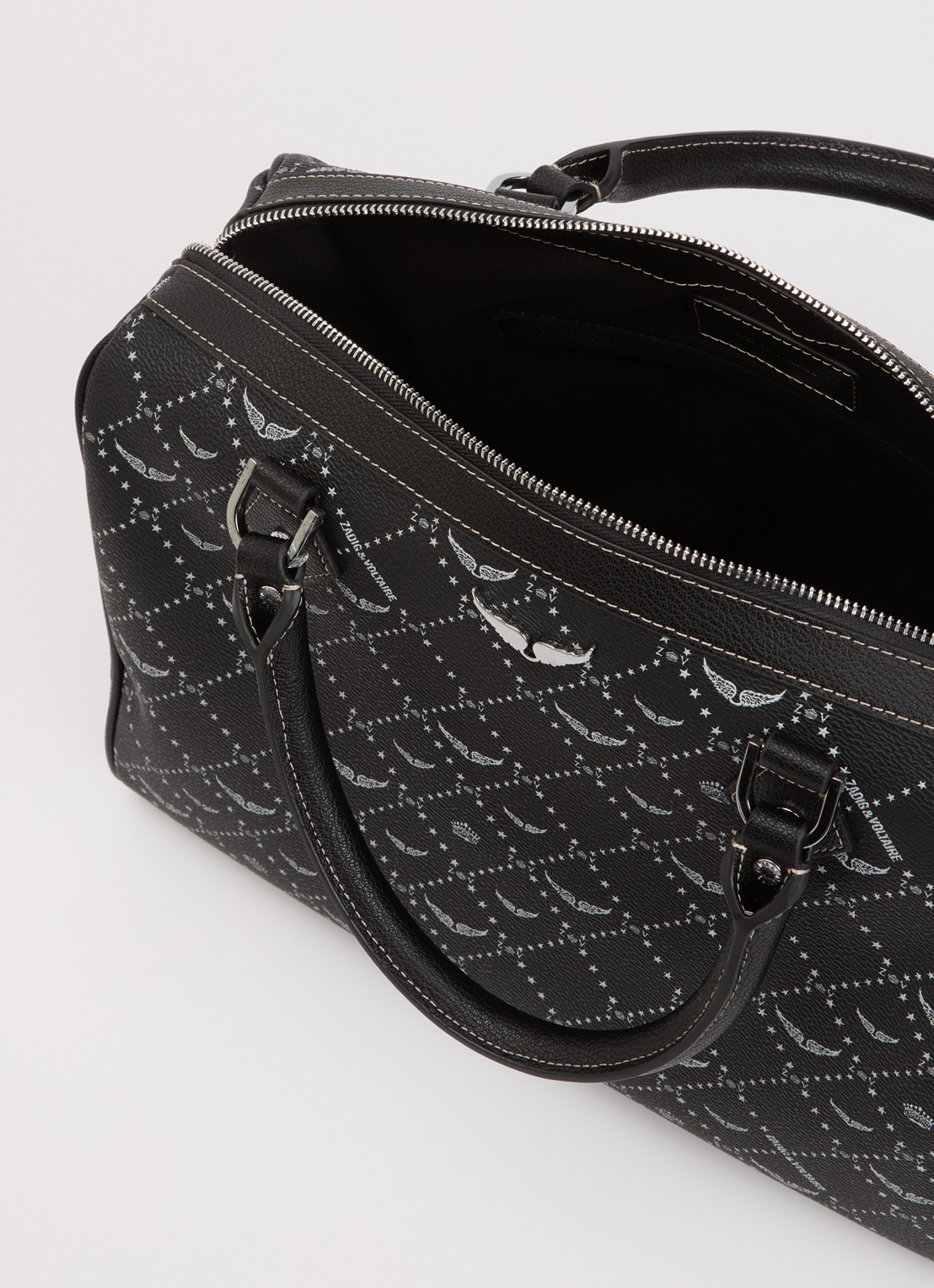 Zadig&Voltaire Sunny Vibe Medium handtas van leer met afneembare schouderriem - detail zwart