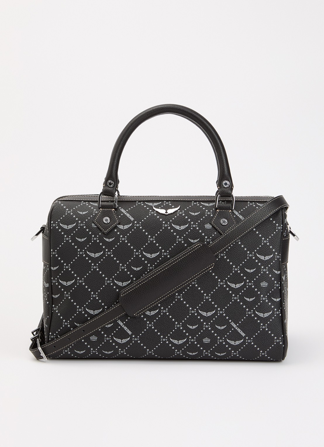 Zadig&Voltaire Sunny Vibe Medium handtas van leer met afneembare schouderriem - voorkant 4 zwart