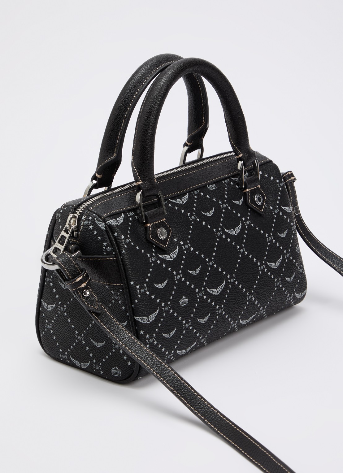 Zadig&Voltaire Sunny XS Vibe handtas van leer met logoprint - achterkant 5 zwart