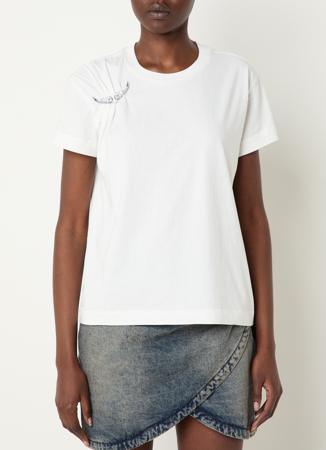 Zadig&Voltaire Suzan T-shirt met afneembare broche - detail 2 wit