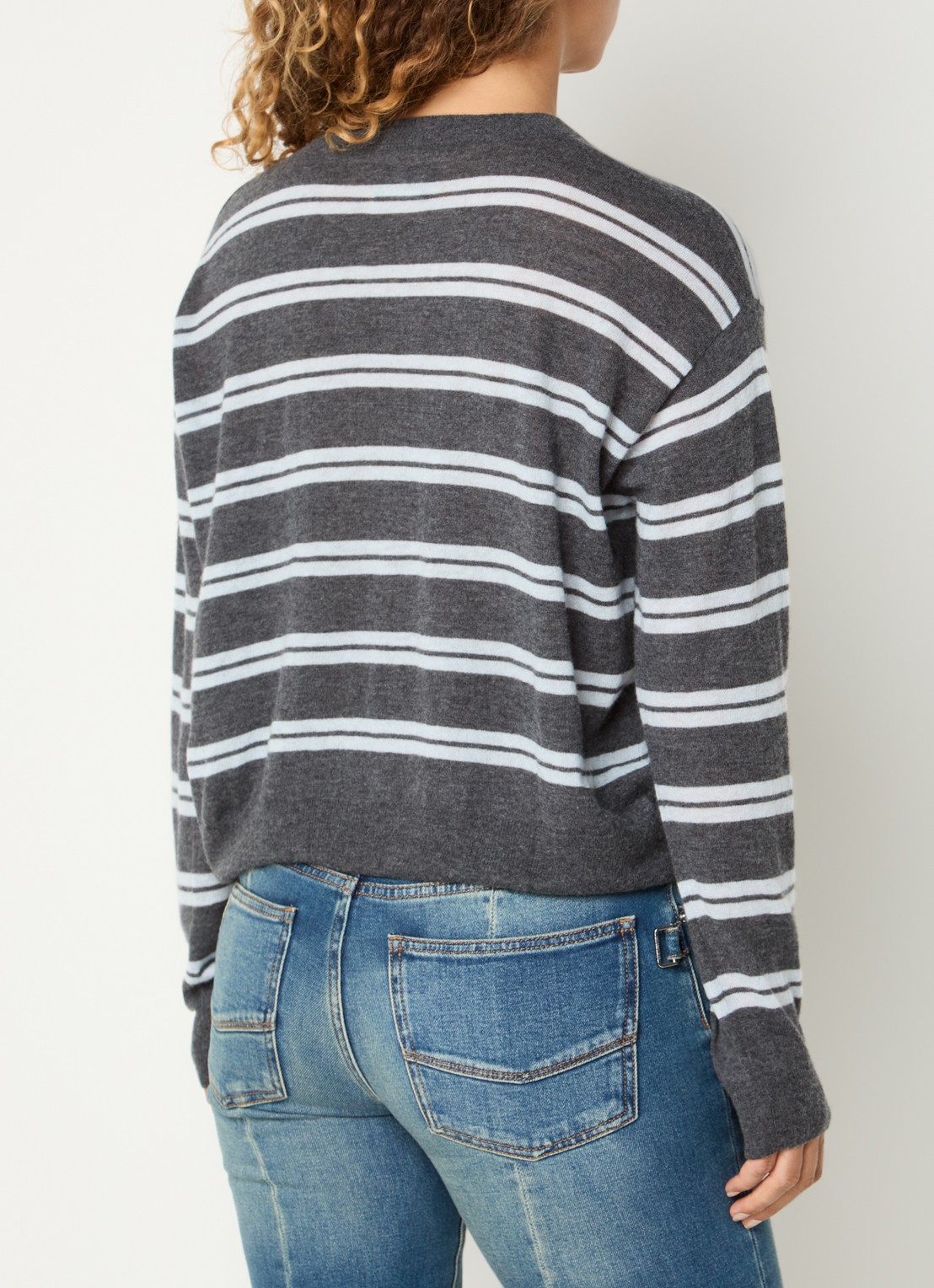 Zadig&Voltaire Swapy fijngebreide trui van kasjmier met streepprint - achterkant 4 antraciet