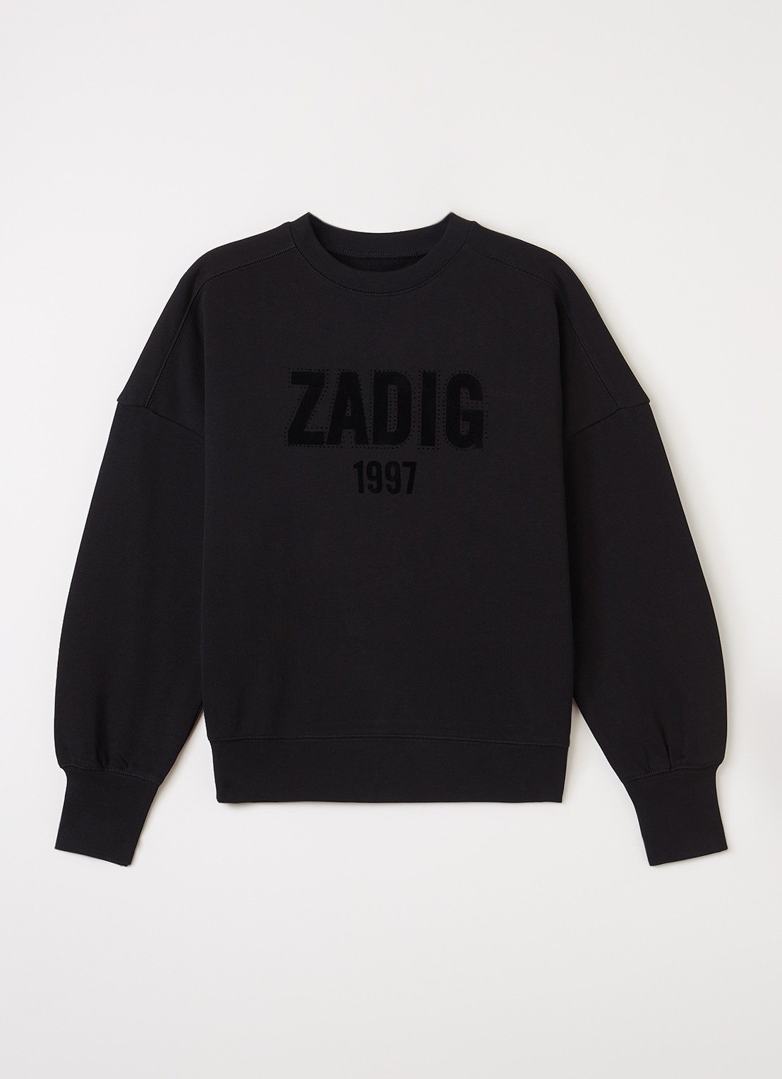 Zadig&Voltaire Sweater flock logoprint - voorkant zwart