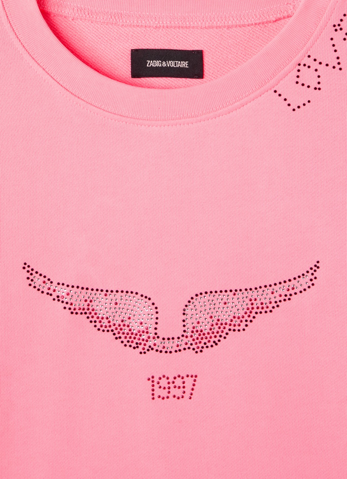 Zadig&Voltaire Sweater met logo en strass - detail 3 neonroze
