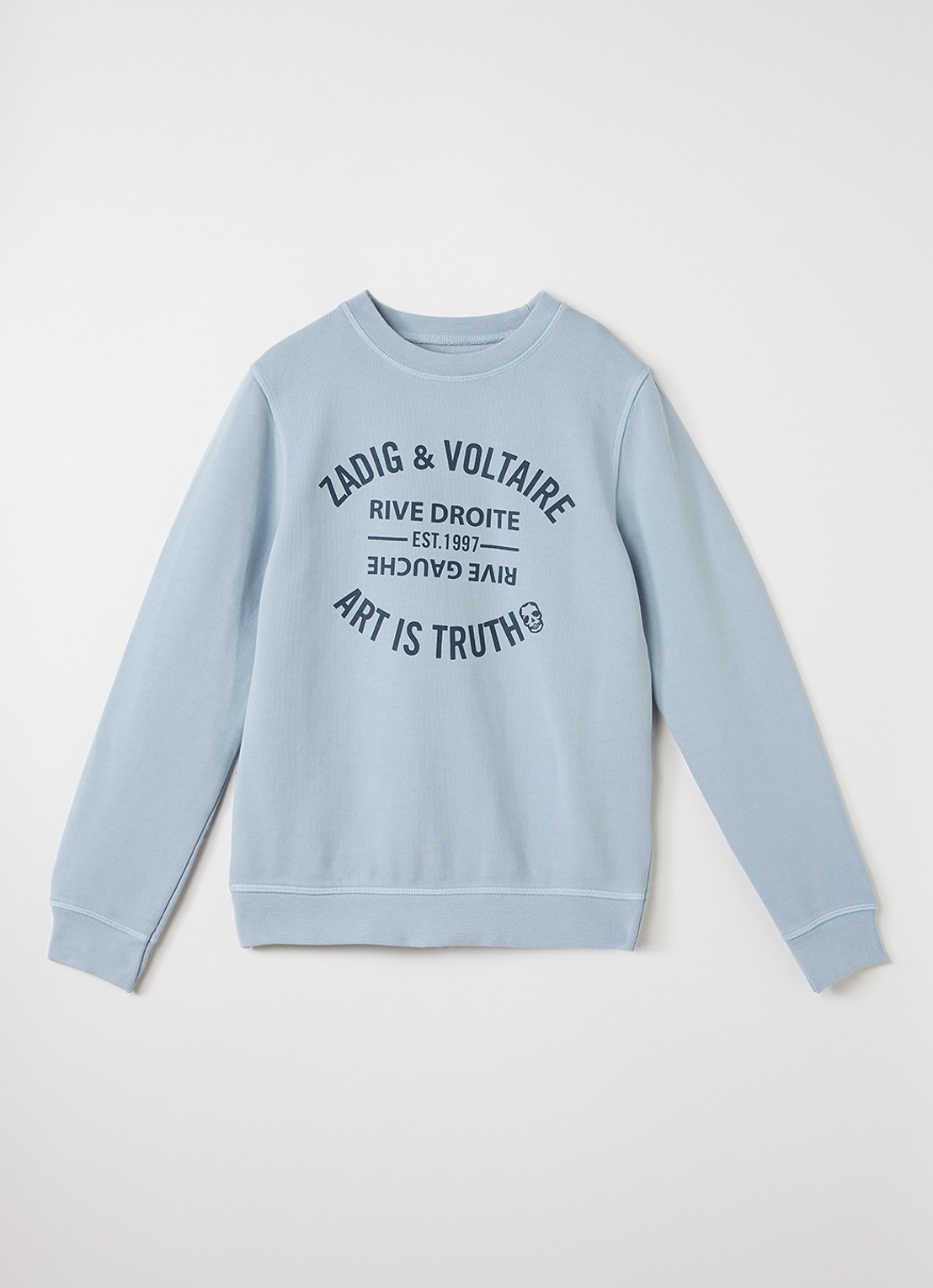 Zadig&Voltaire Sweater met logoprint  - voorkant 2 blauwgrijs