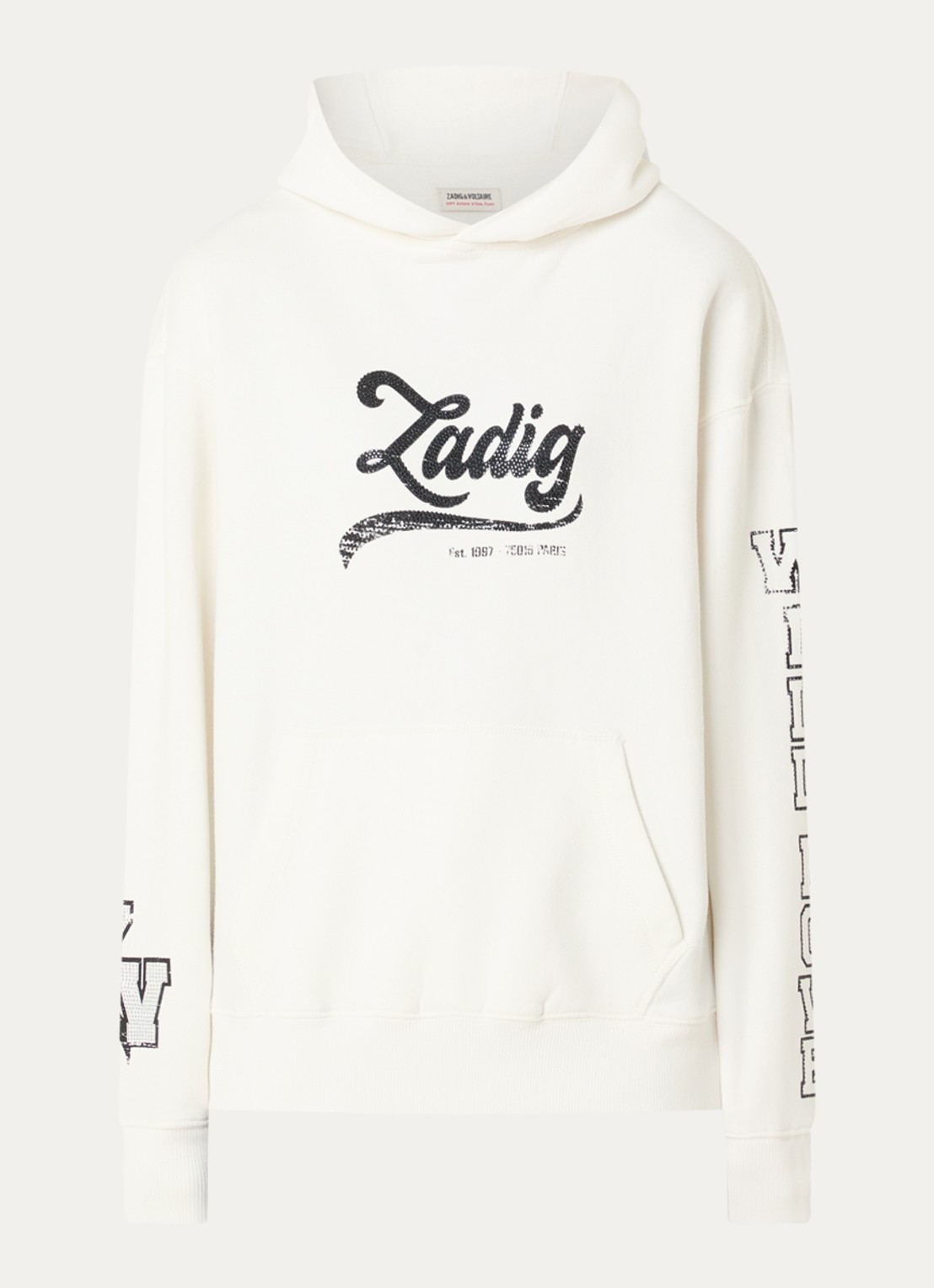 Zadig&Voltaire Sweela hoodie met logo- en backprint - voorkant ivoor