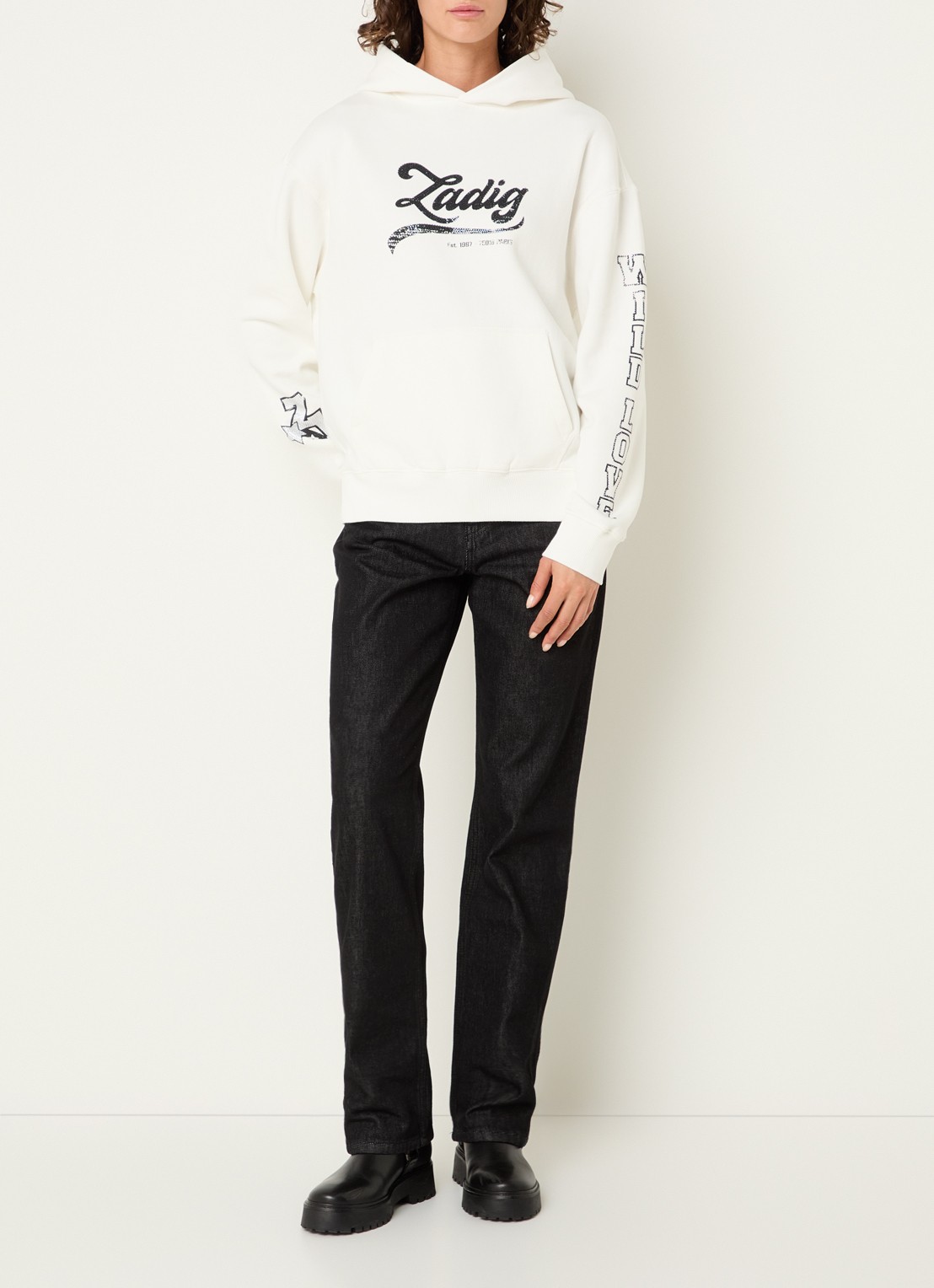 Zadig&Voltaire Sweela hoodie met logo- en backprint - voorkant 2 ivoor