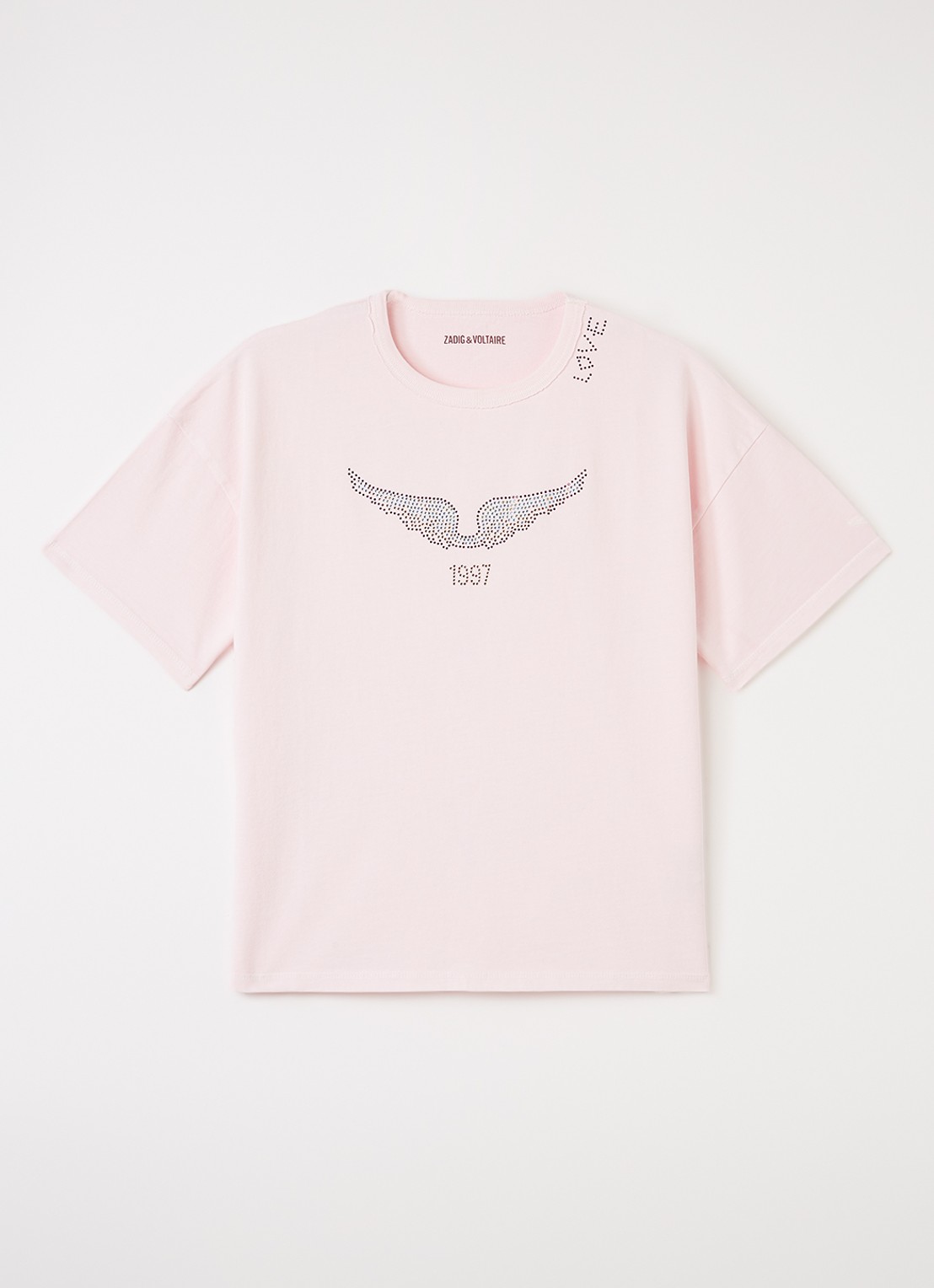 Zadig&Voltaire T-shirt met strass - voorkant lichtroze