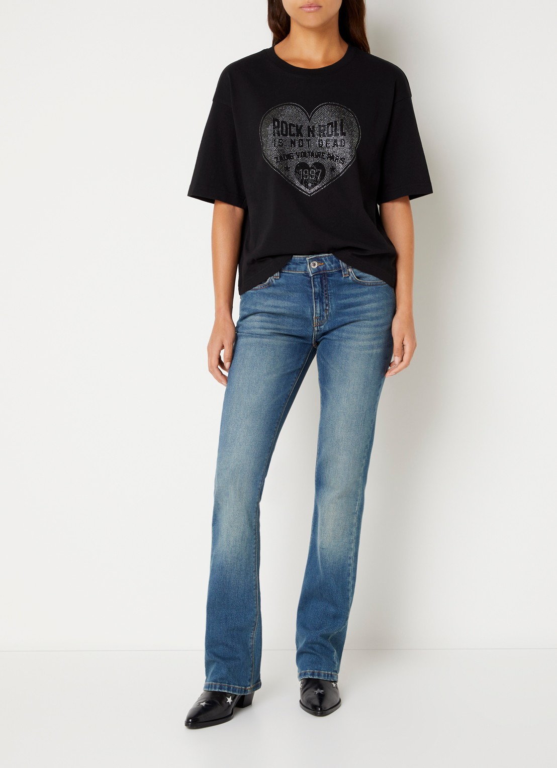 Zadig&Voltaire Tadia T-shirt met strass - voorkant 2 zwart