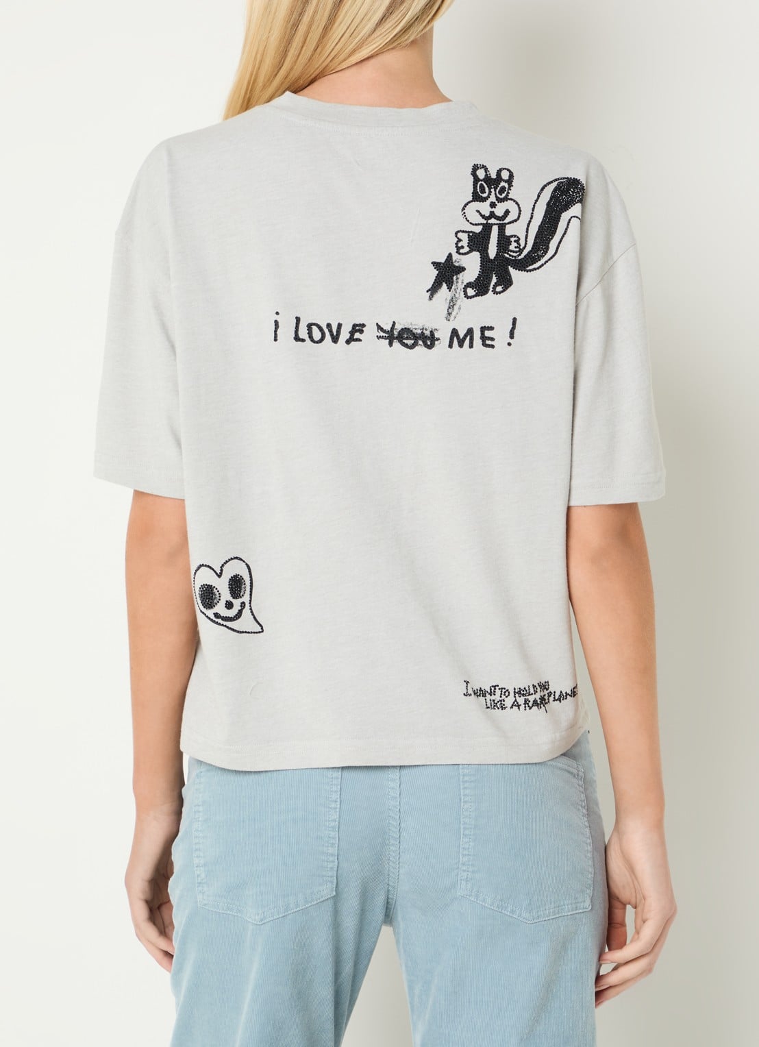 Zadig&Voltaire Taida T-shirt met strass - achterkant lichtgrijs